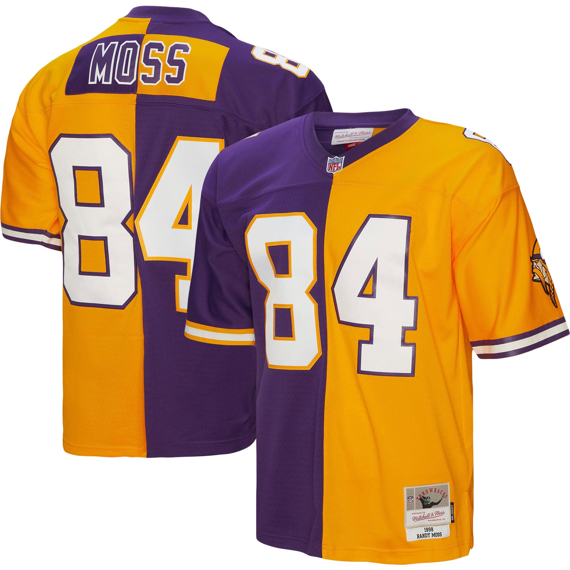 Randy Moss Minnesota Vikings 1998 Split Legacy Jersey - Purple/Gold - Image 2