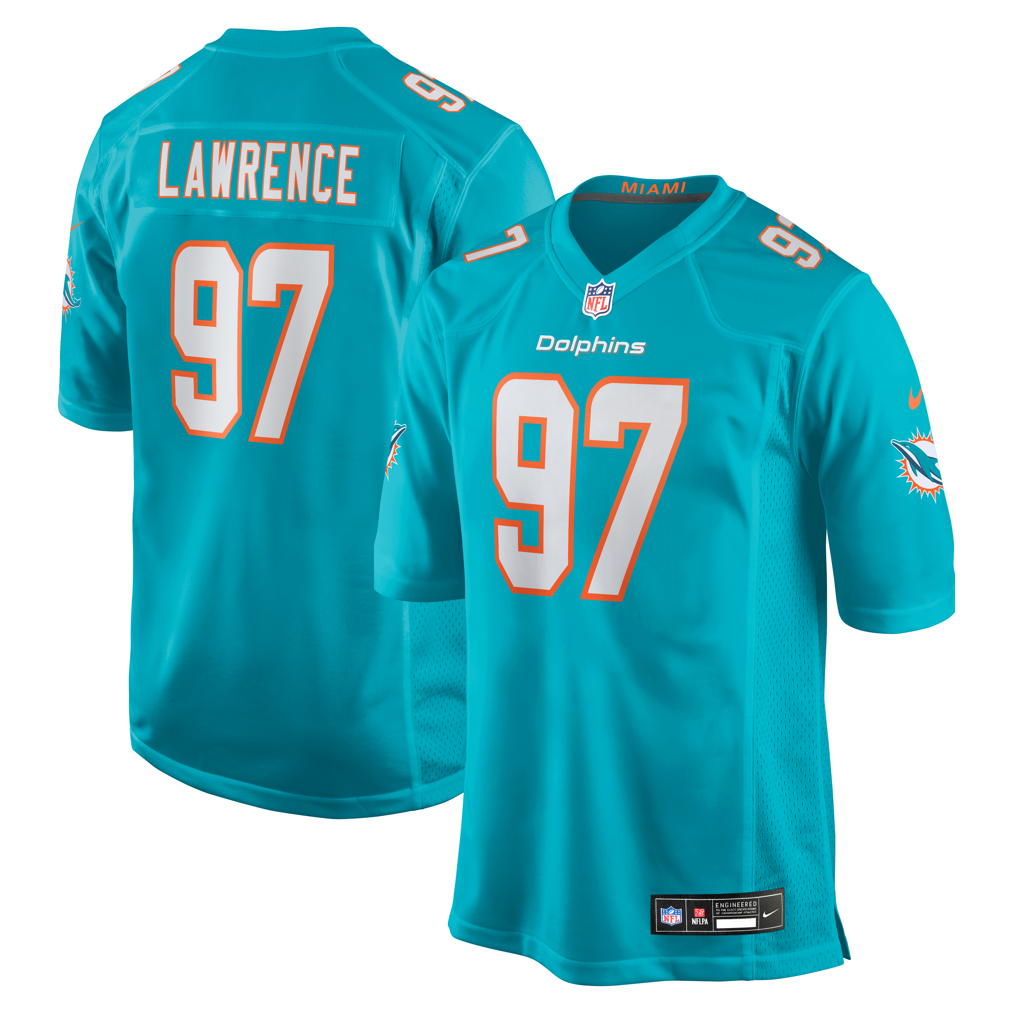 Rashard Lawrence Miami Dolphins Team Game Jersey - Aqua - Image 2