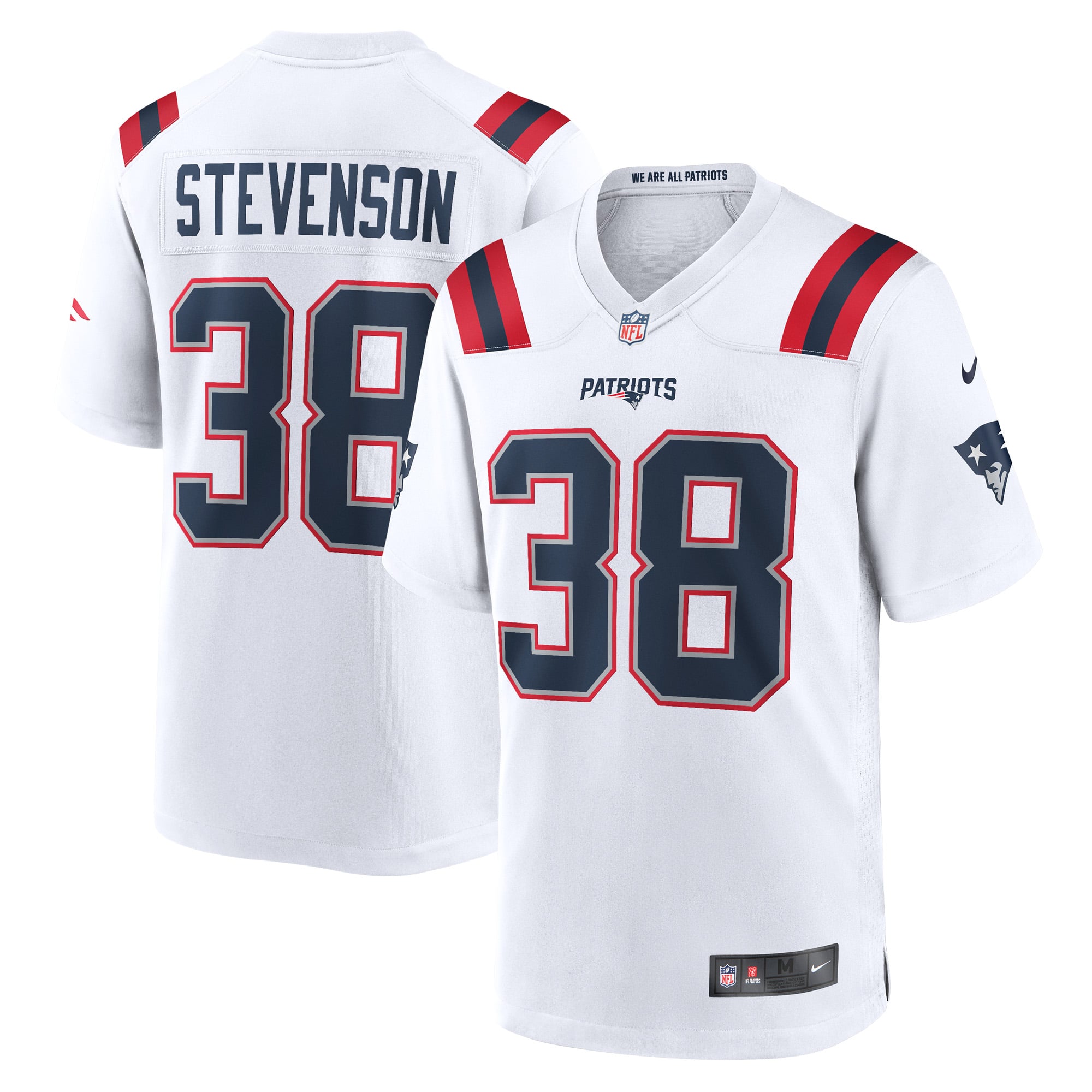 Rhamondre Stevenson New England Patriots Game Player Jersey - White - Image 2