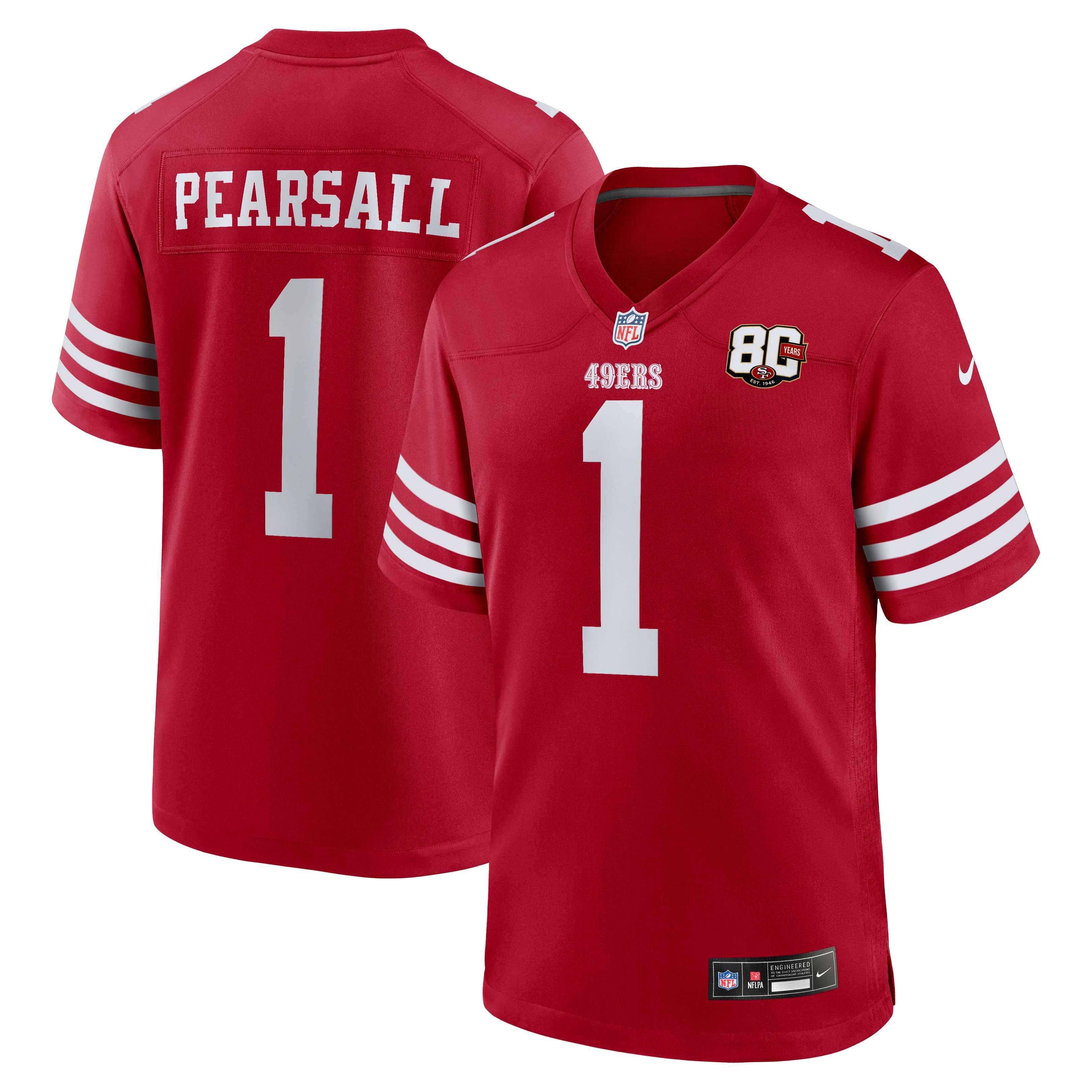Ricky Pearsall San Francisco 49ers 80th Anniversary Game Jersey - Scarlet - Image 2