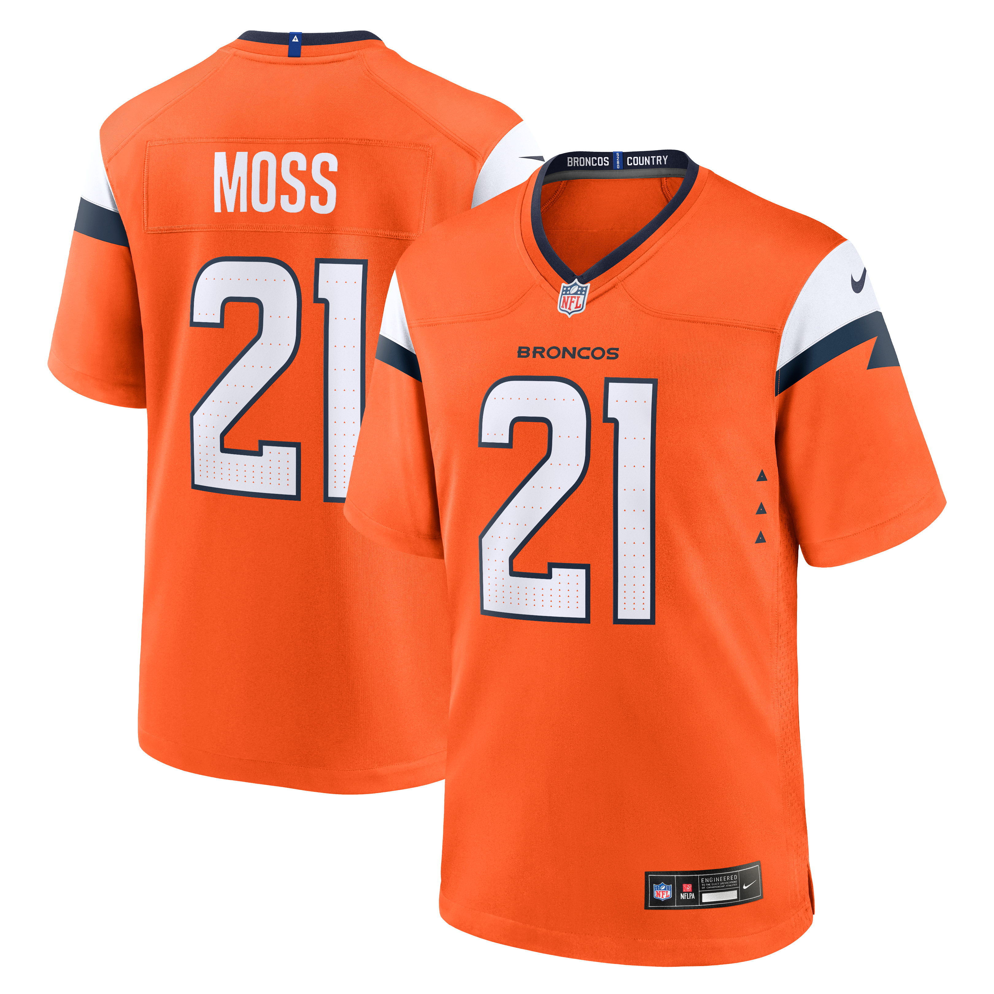Riley Moss Denver Broncos Team Game Jersey - Orange