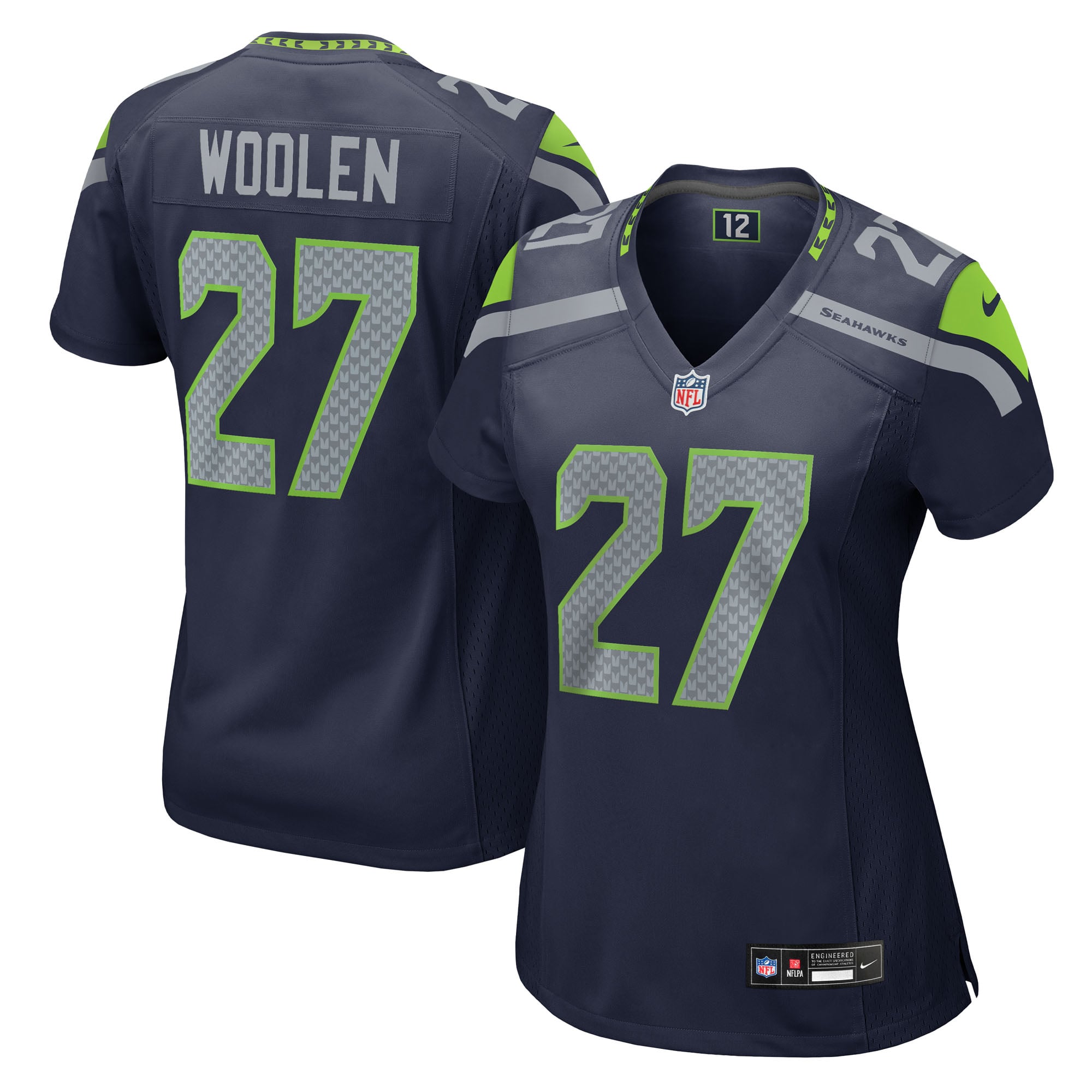 Riq Woolen Seattle Seahawks Women's Team Game Jersey - College Navy - Image 2