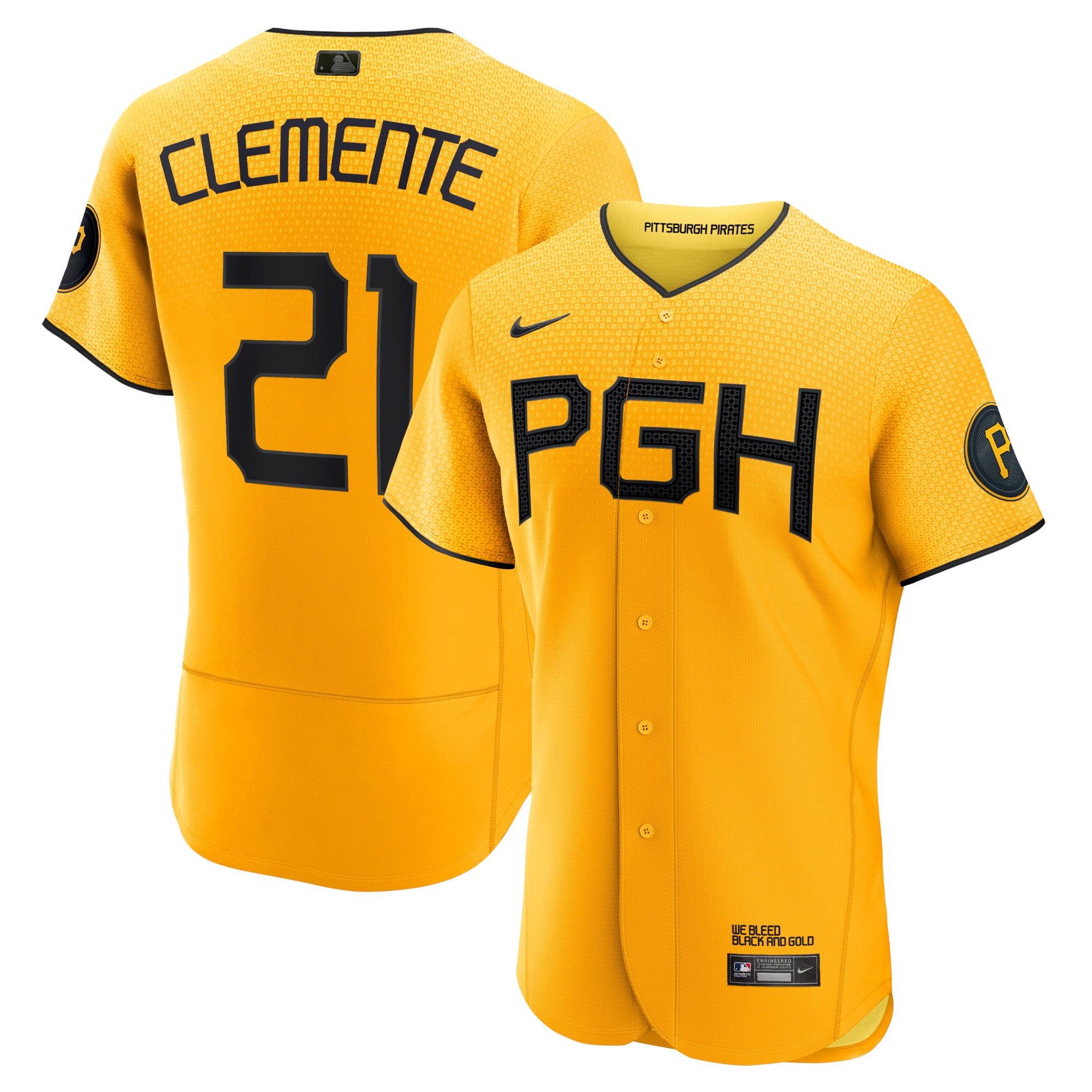 Roberto Clemente Pittsburgh Pirates City Connect Player Jersey - Gold - Image 2