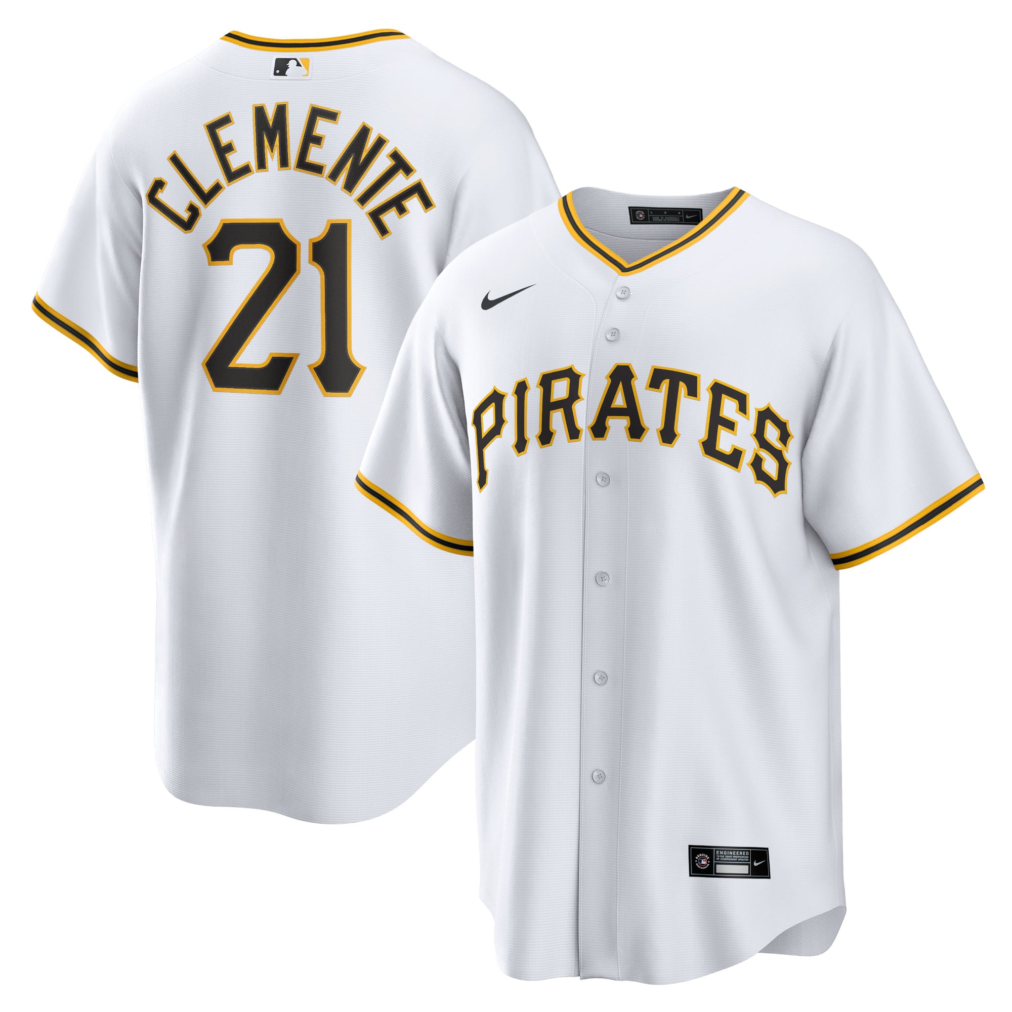 Roberto Clemente Pittsburgh Pirates Home Player Name Jersey - White - Image 2
