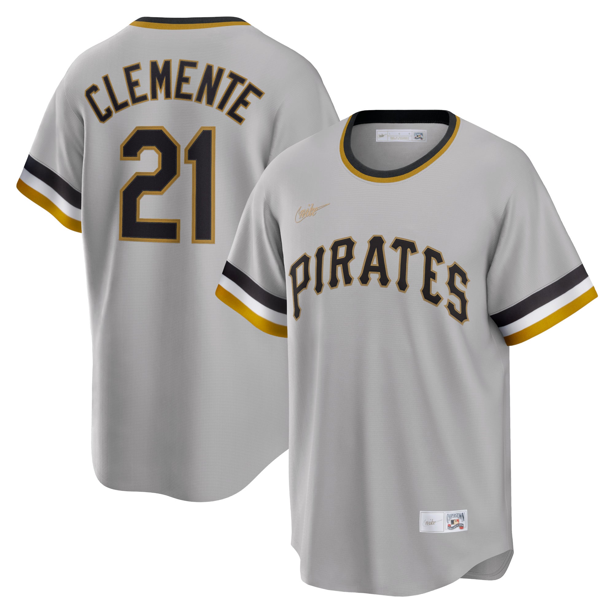 Roberto Clemente Pittsburgh Pirates Road Cooperstown Collection Player Jersey - Gray - Image 2