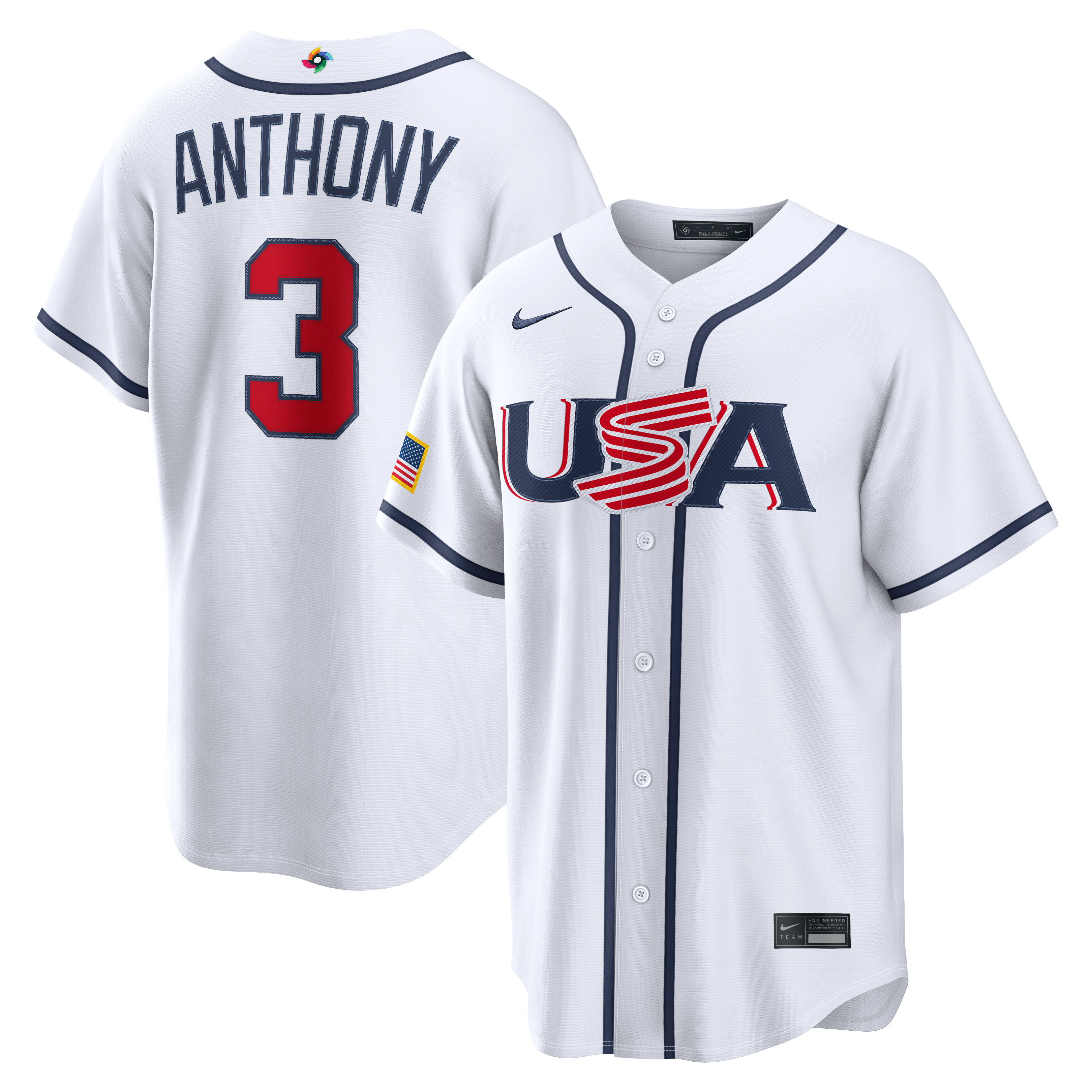 Roman Anthony USA Baseball 2026 World Baseball Classic Home Stadium Jersey - White - Image 2