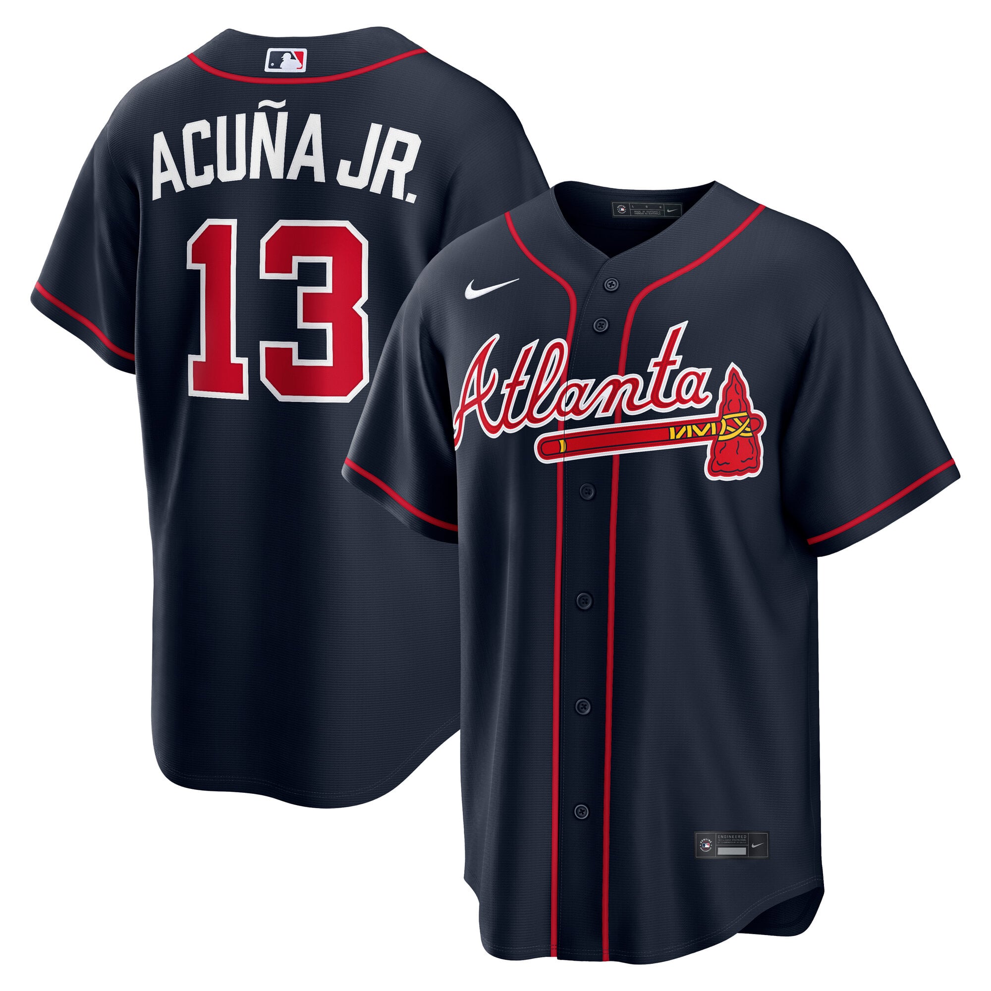 Ronald Acuña Jr. Atlanta Braves Alternate Jersey - Navy - Image 2
