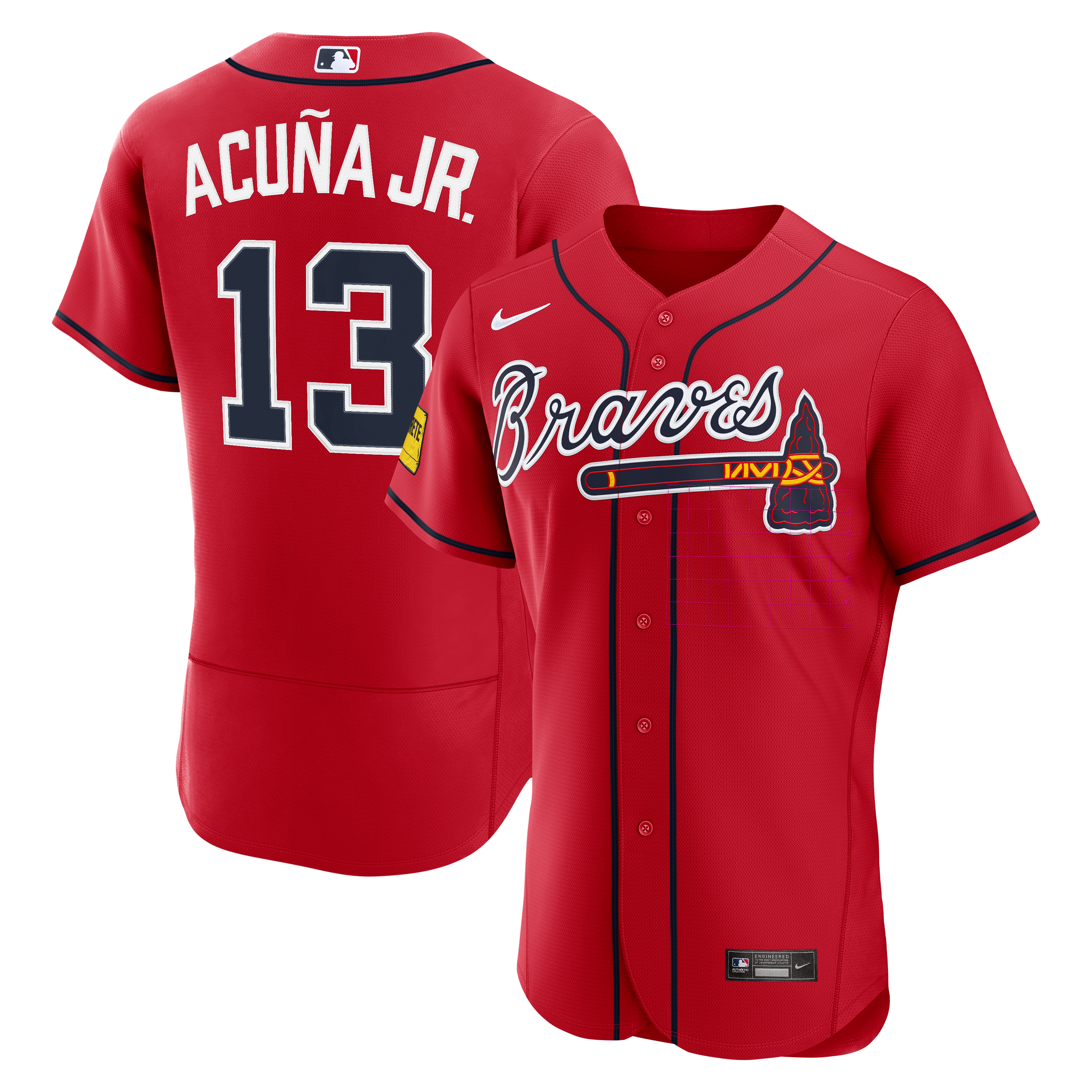 Ronald Acuña Jr. Atlanta Braves Alternate Sponsor Patch Jersey - Red - Image 2