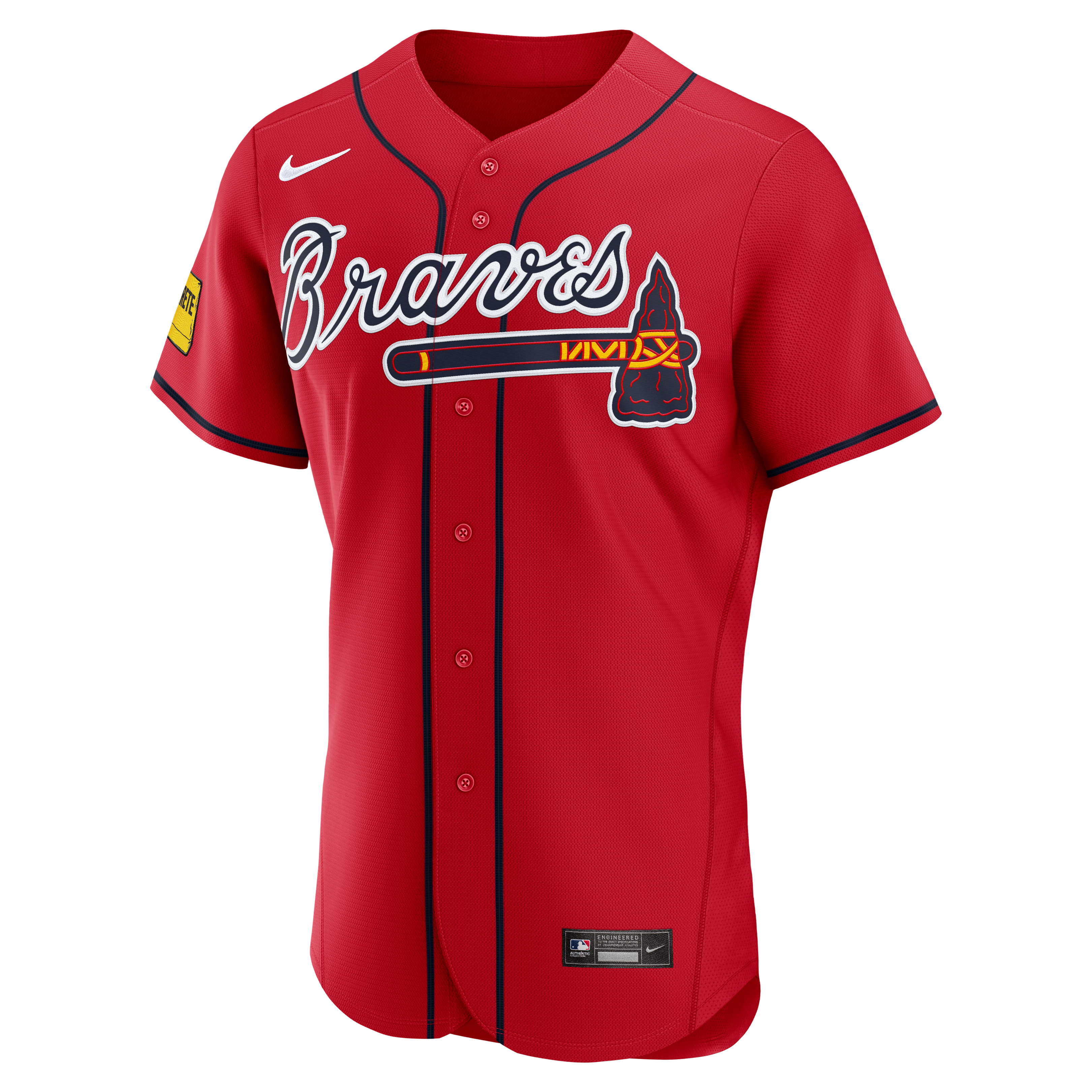 Ronald Acuña Jr. Atlanta Braves Alternate Sponsor Patch Jersey - Red - Image 3