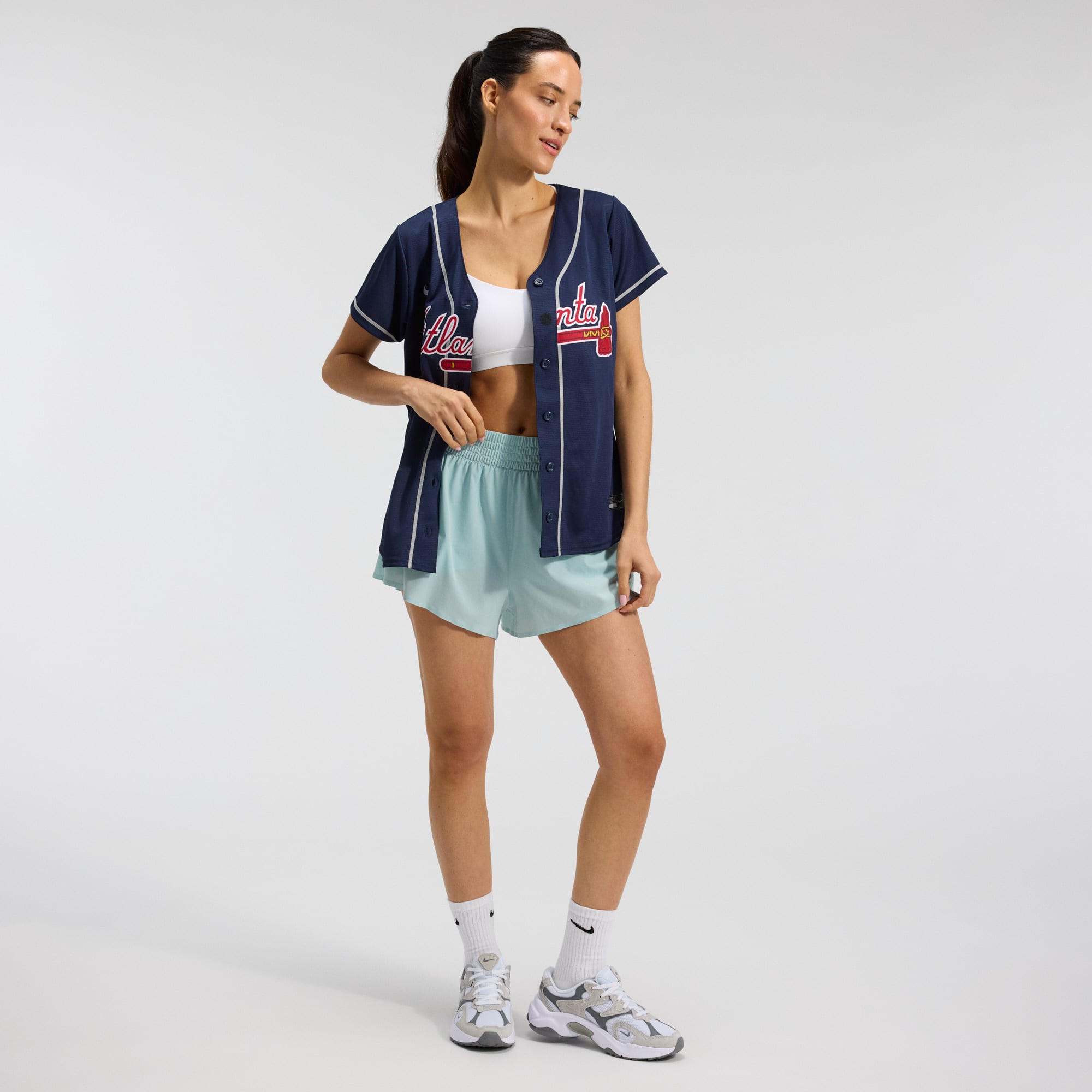 Ronald Acuña Jr. Atlanta Braves Women's Alternate Player Jersey - Navy - Image 5