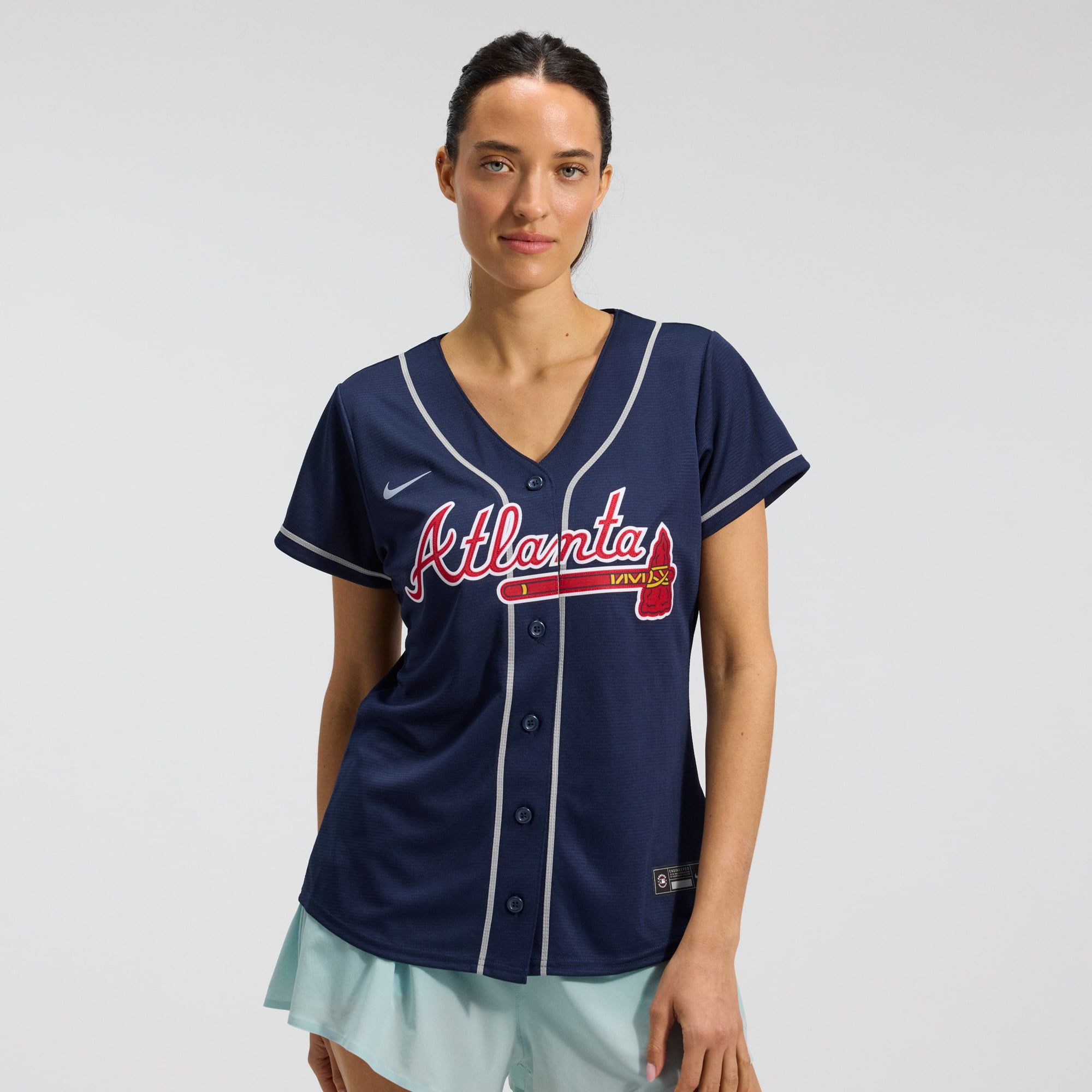 Ronald Acuña Jr. Atlanta Braves Women's Alternate Player Jersey - Navy - Image 3