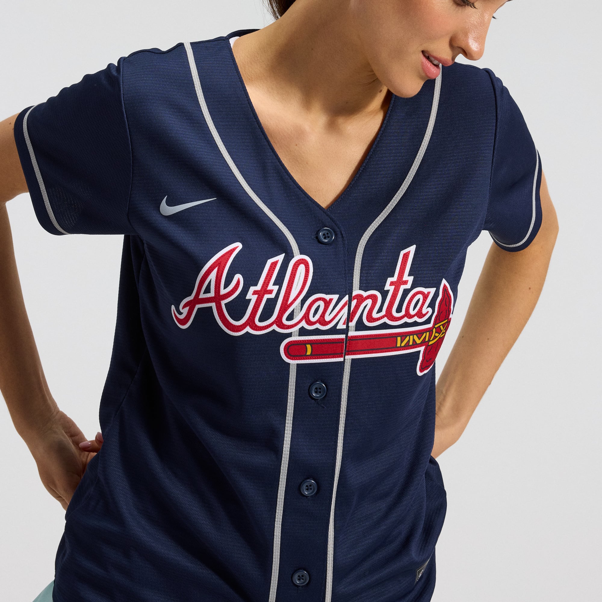 Ronald Acuña Jr. Atlanta Braves Women's Alternate Player Jersey - Navy - Image 11
