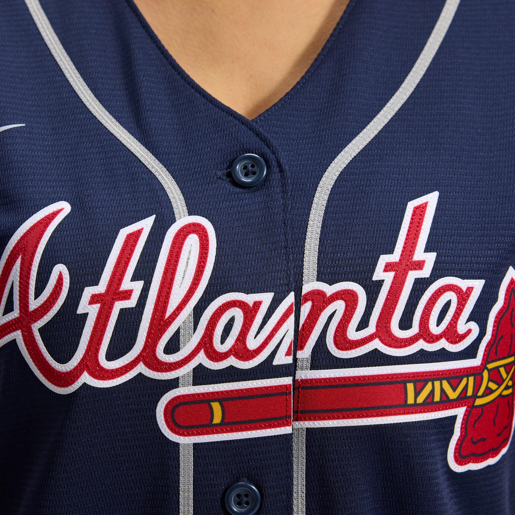 Ronald Acuña Jr. Atlanta Braves Women's Alternate Player Jersey - Navy - Image 12