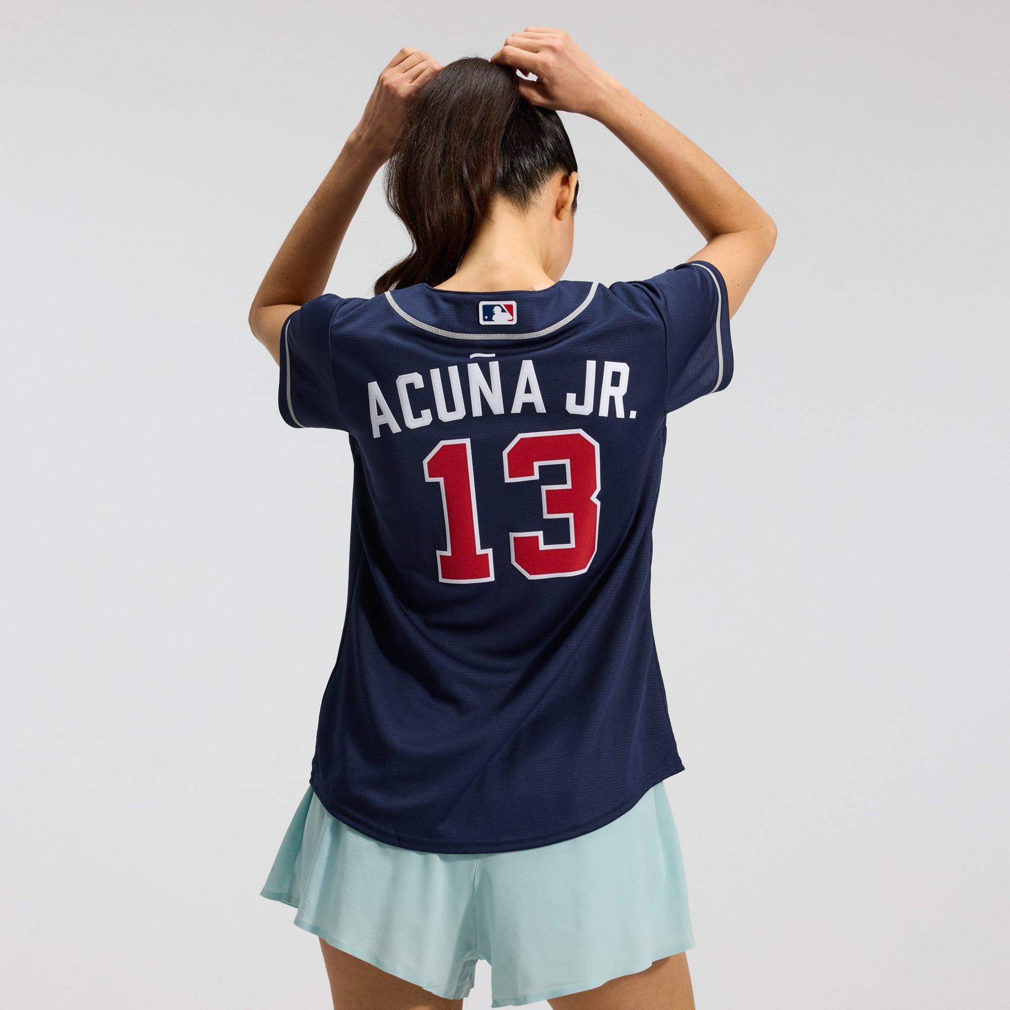 Ronald Acuña Jr. Atlanta Braves Women's Alternate Player Jersey - Navy - Image 4