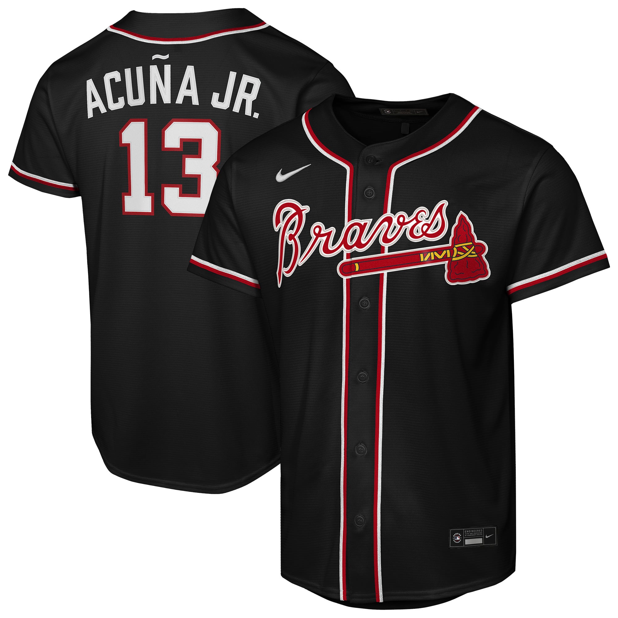 Ronald Acuña Jr. Atlanta Braves Youth Fashion Player Jersey - Black - Image 2