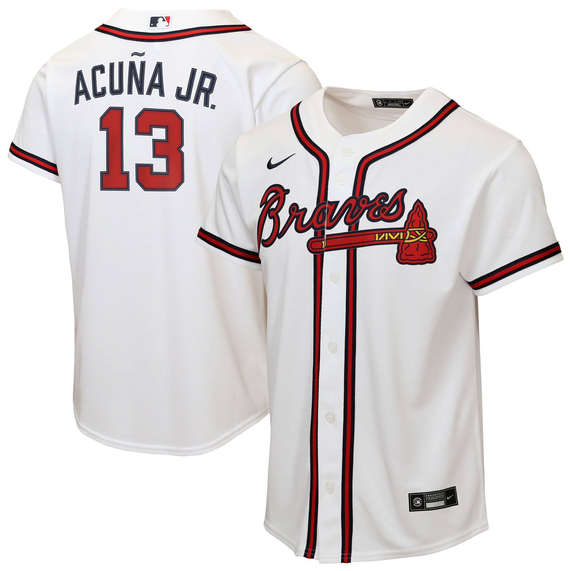 Ronald Acuña Jr. Atlanta Braves Youth Home Player Jersey - White - Image 2