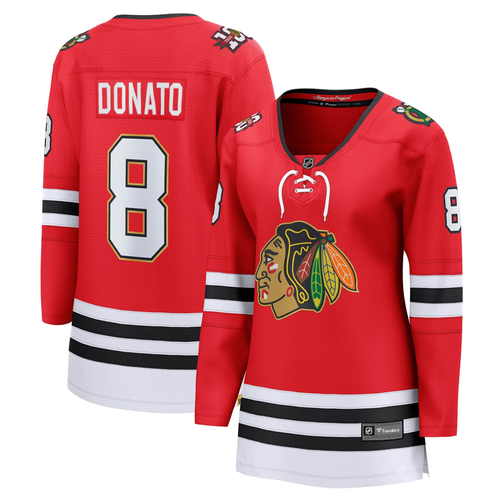 Ryan Donato Chicago Blackhawks Women's Centennial Breakaway Player Jersey - Red - Image 2
