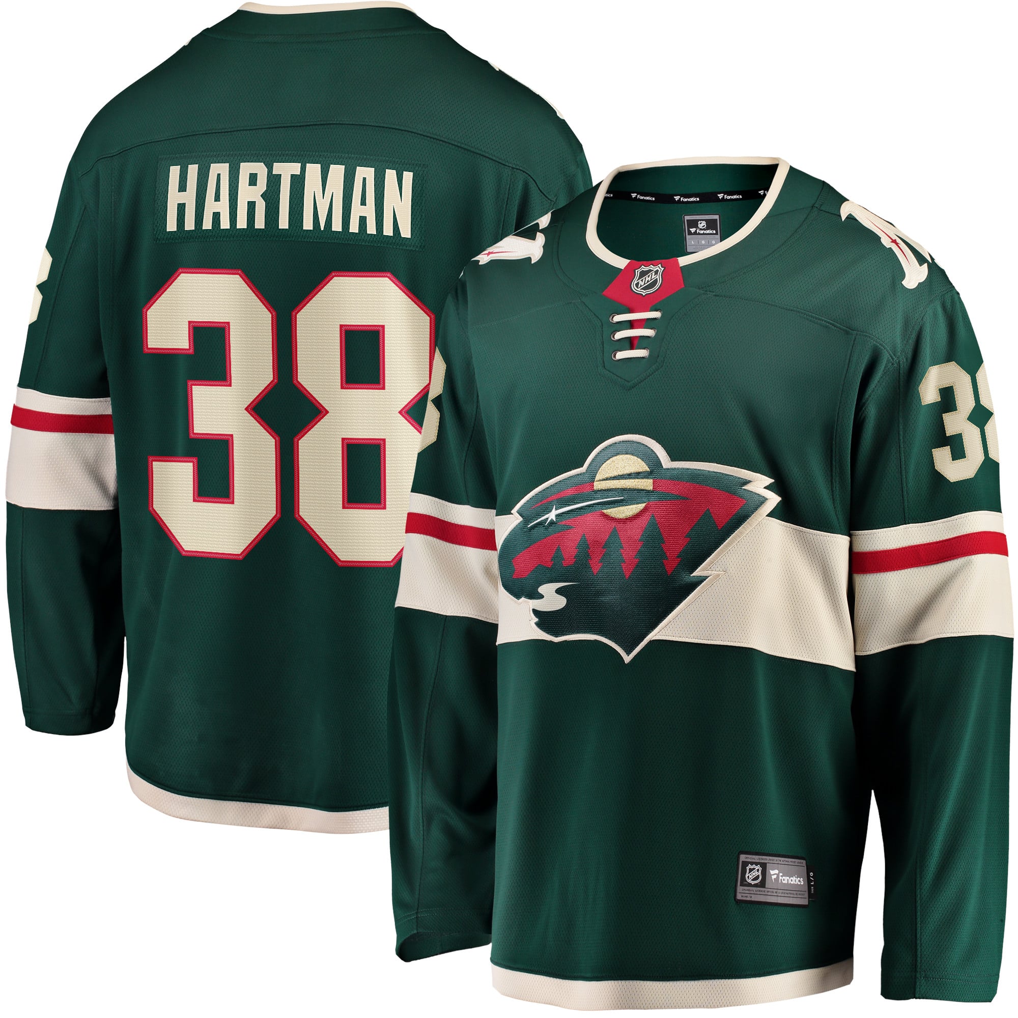 Ryan Hartman Minnesota Wild Home Breakaway Player Jersey - Green - Image 2