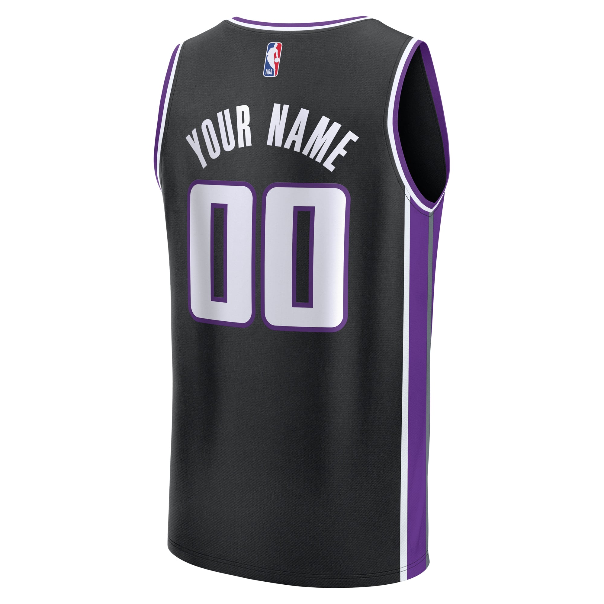 Sacramento Kings Youth Fast Break Custom Jersey - Purple - Statement Edition - Black - Image 4