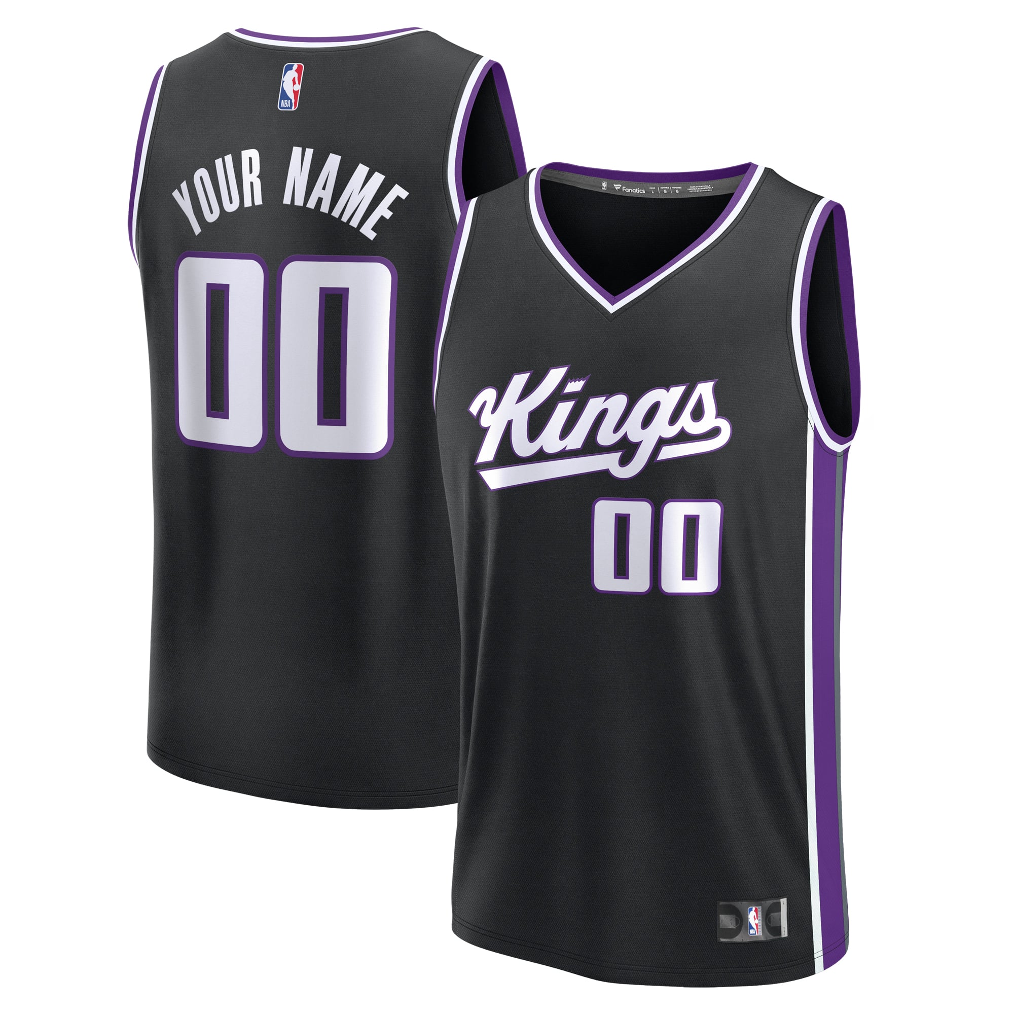 Sacramento Kings Youth Fast Break Custom Jersey - Purple - Statement Edition - Black - Image 2