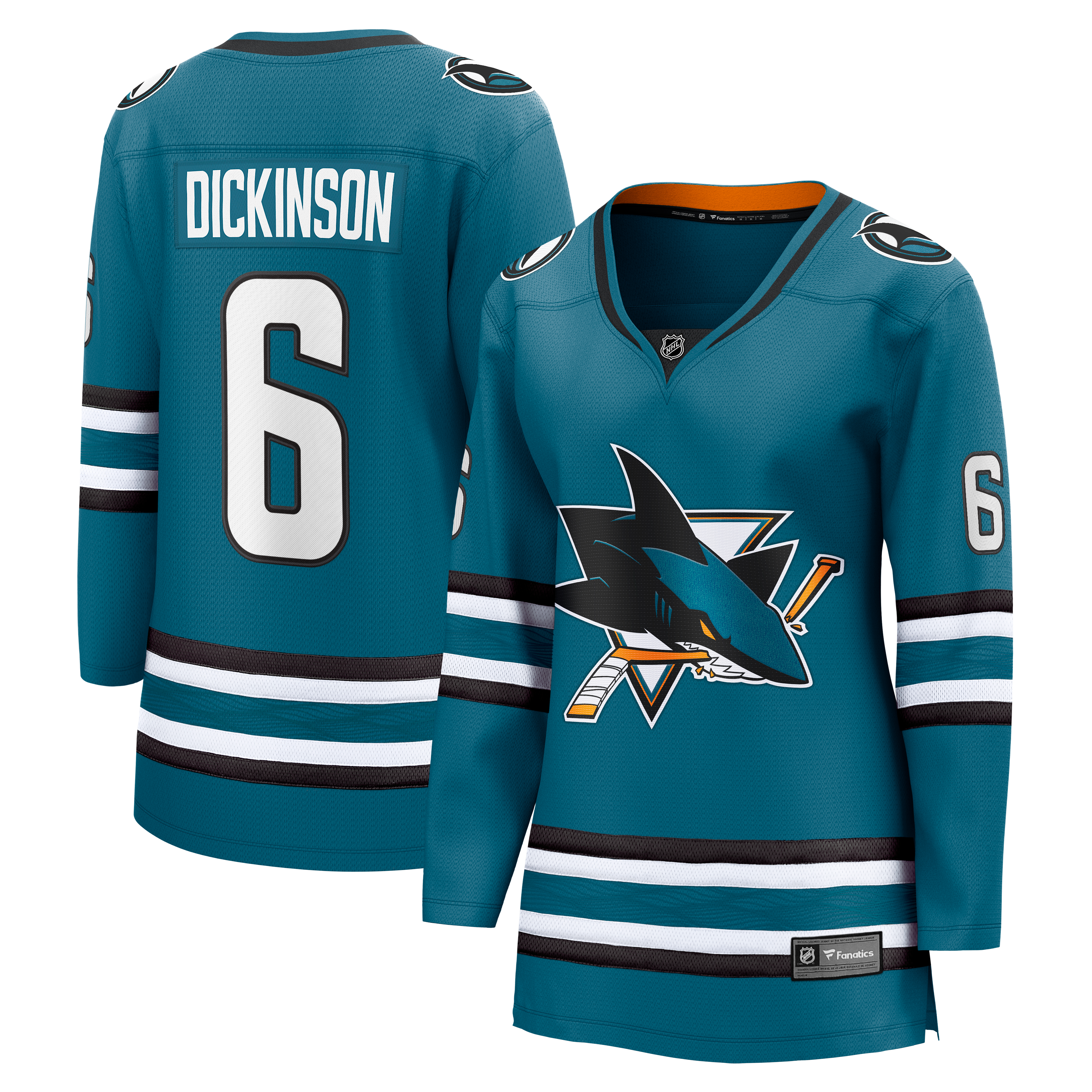 Sam Dickinson San Jose Sharks Women's Home Breakaway Jersey - Teal - Image 2