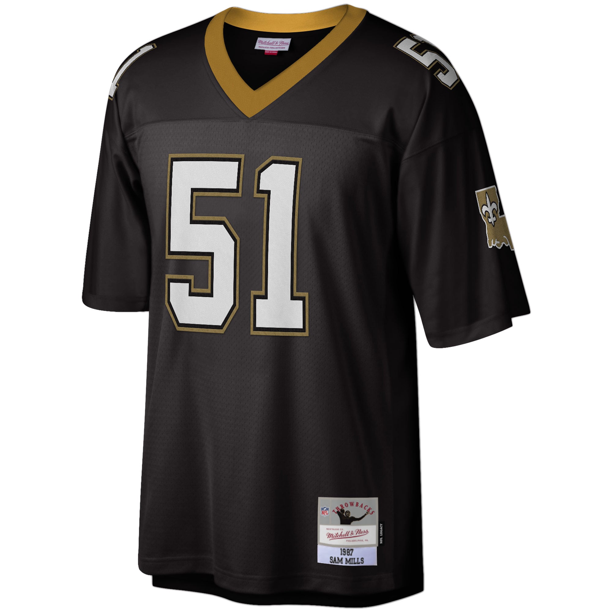 Sam Mills New Orleans Saints Legacy Jersey - Black - Image 3