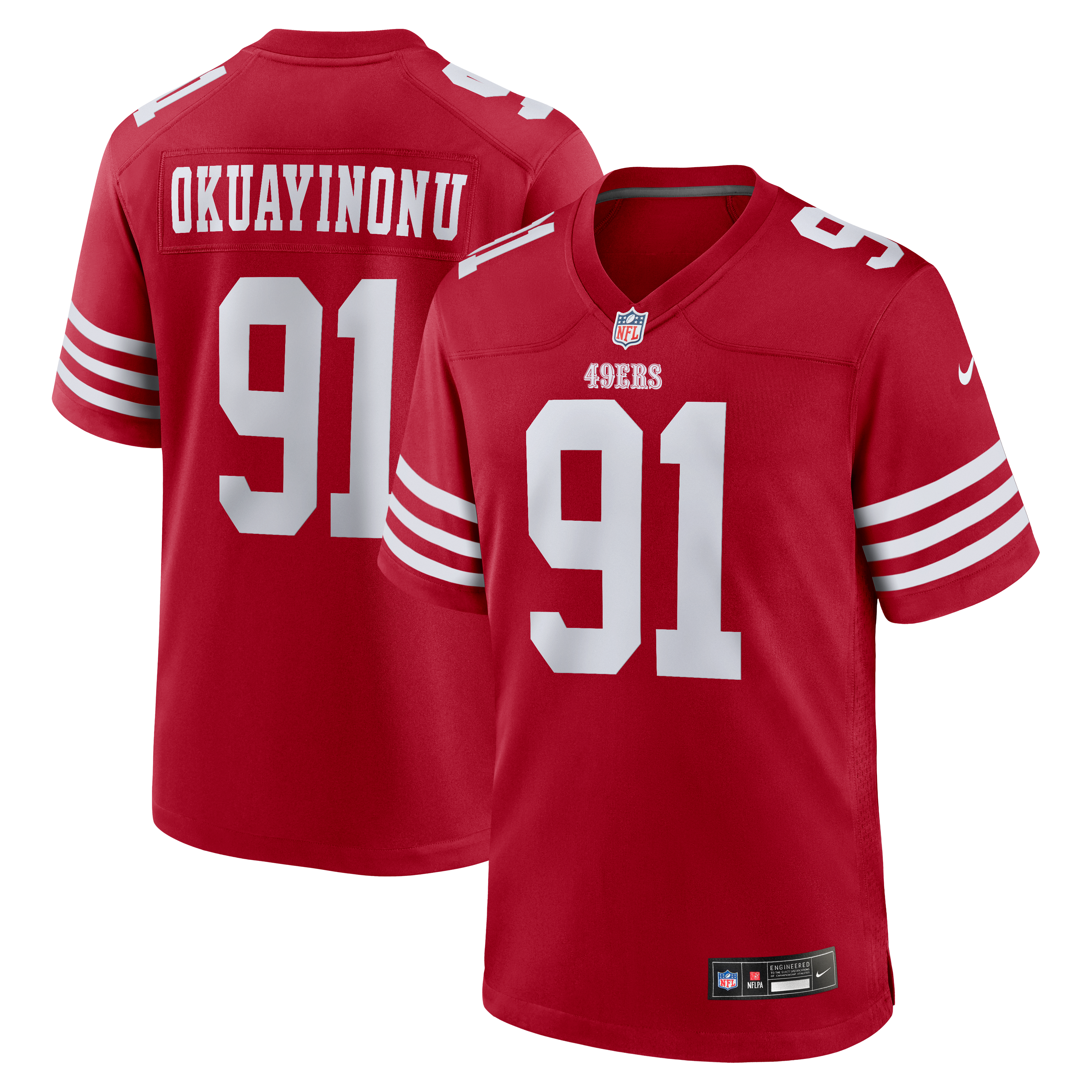 Sam Okuayinonu San Francisco 49ers Team Game Jersey - Scarlet - Image 2