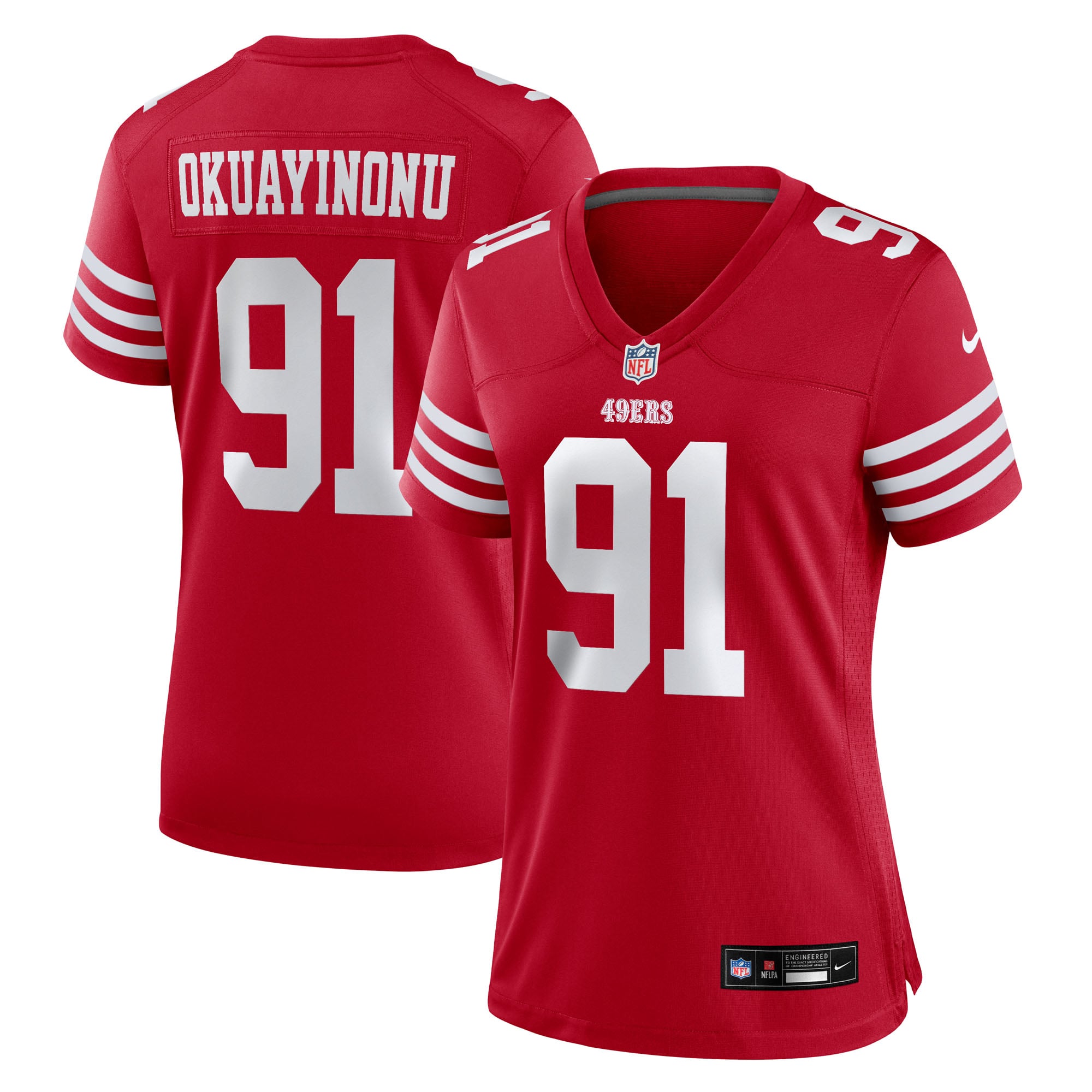 Sam Okuayinonu San Francisco 49ers Women's Team Game Jersey - Scarlet - Image 2