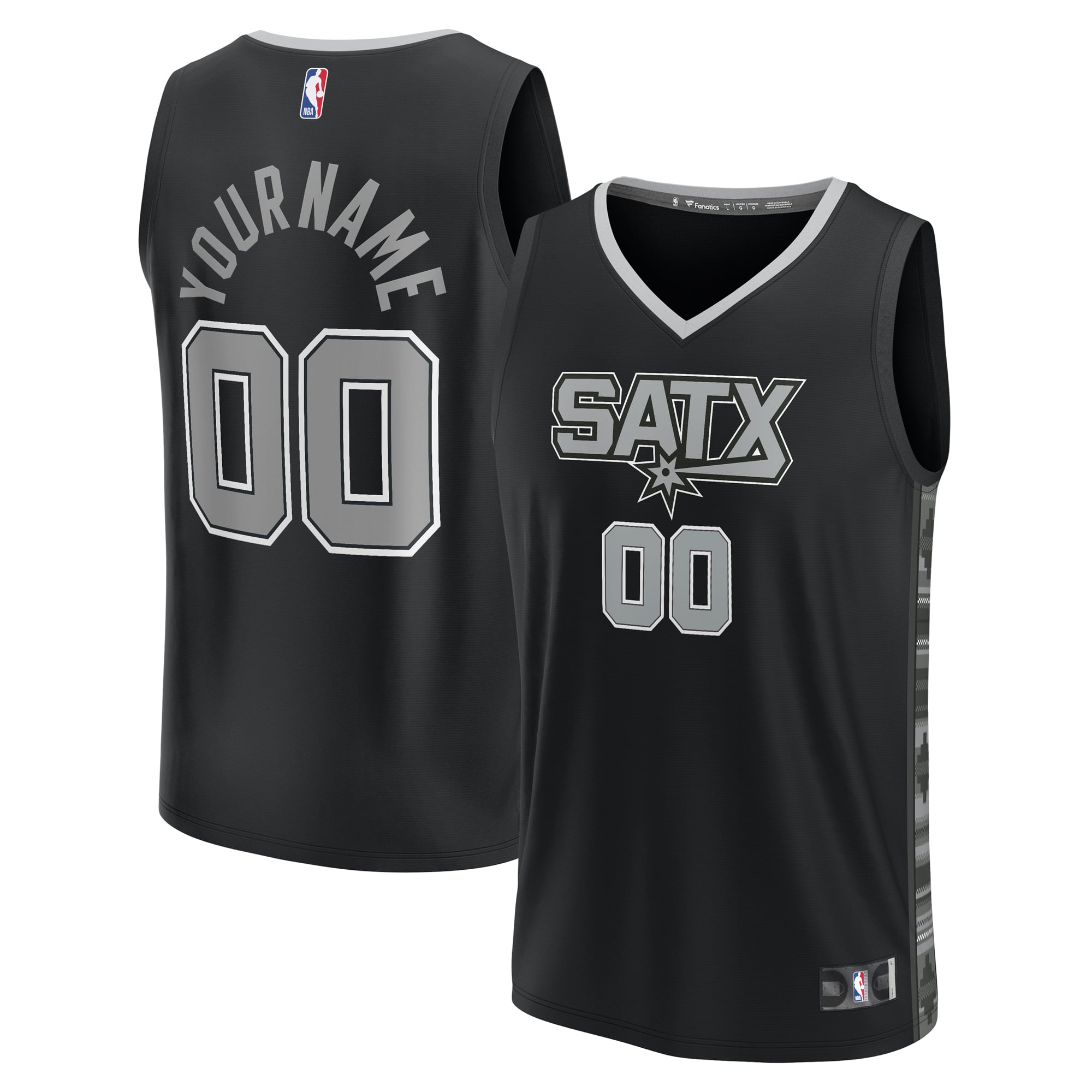 San Antonio Spurs Fast Break Custom Jersey - Black - Statement Edition - Image 2