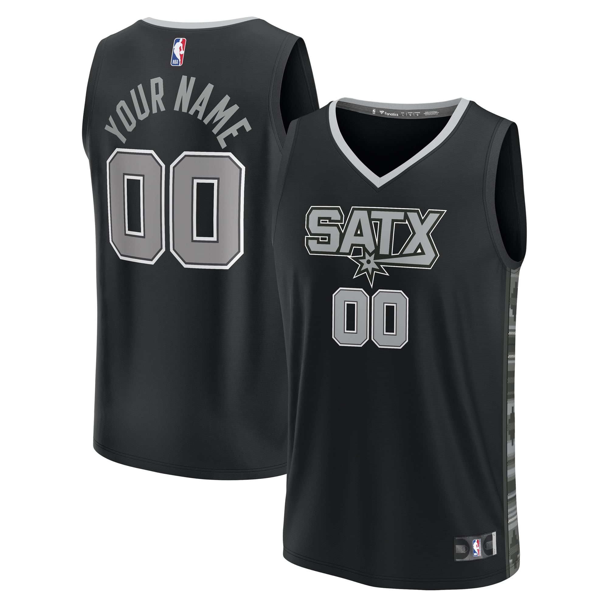 San Antonio Spurs Youth Fast Break Custom Jersey - Statement Edition - Black