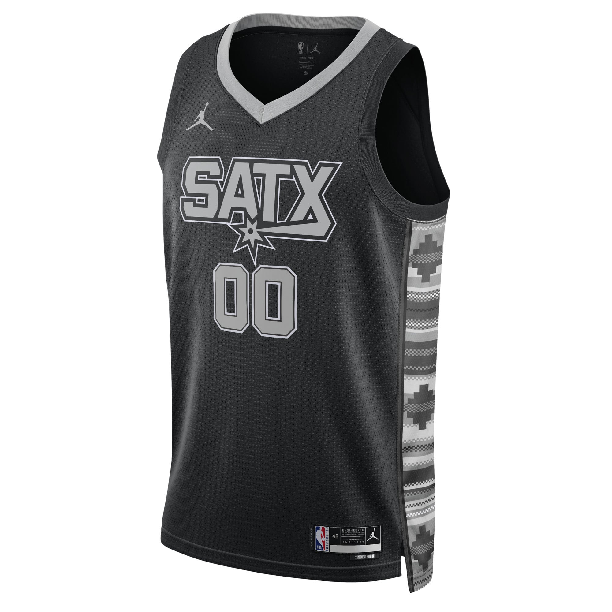 San Antonio Spurs Jordan Brand Unisex 2022/23 Swingman Custom Jersey - Statement Edition - Black - Image 3