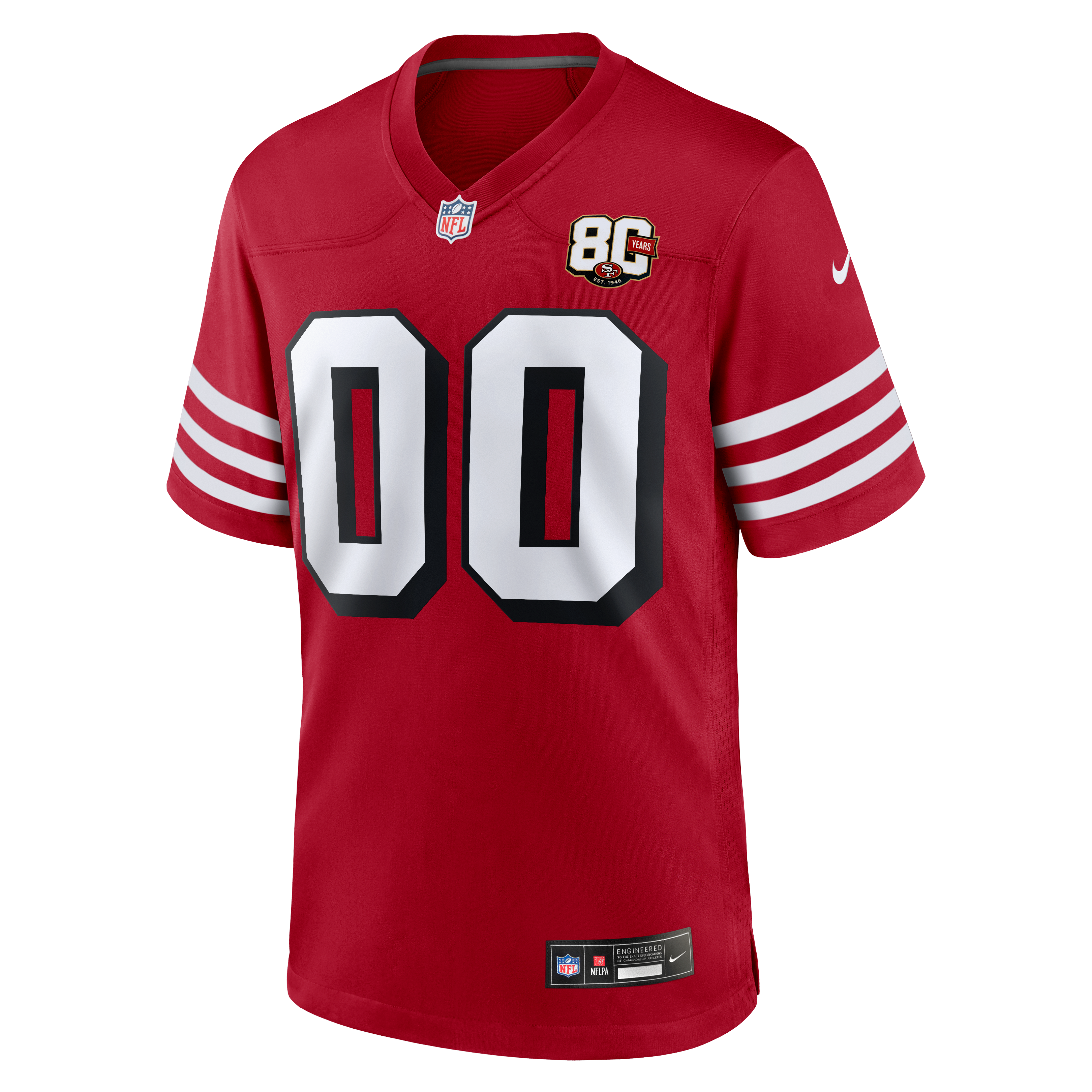 San Francisco 49ers 80th Anniversary Alternate Custom Game Jersey - Scarlet - Image 3