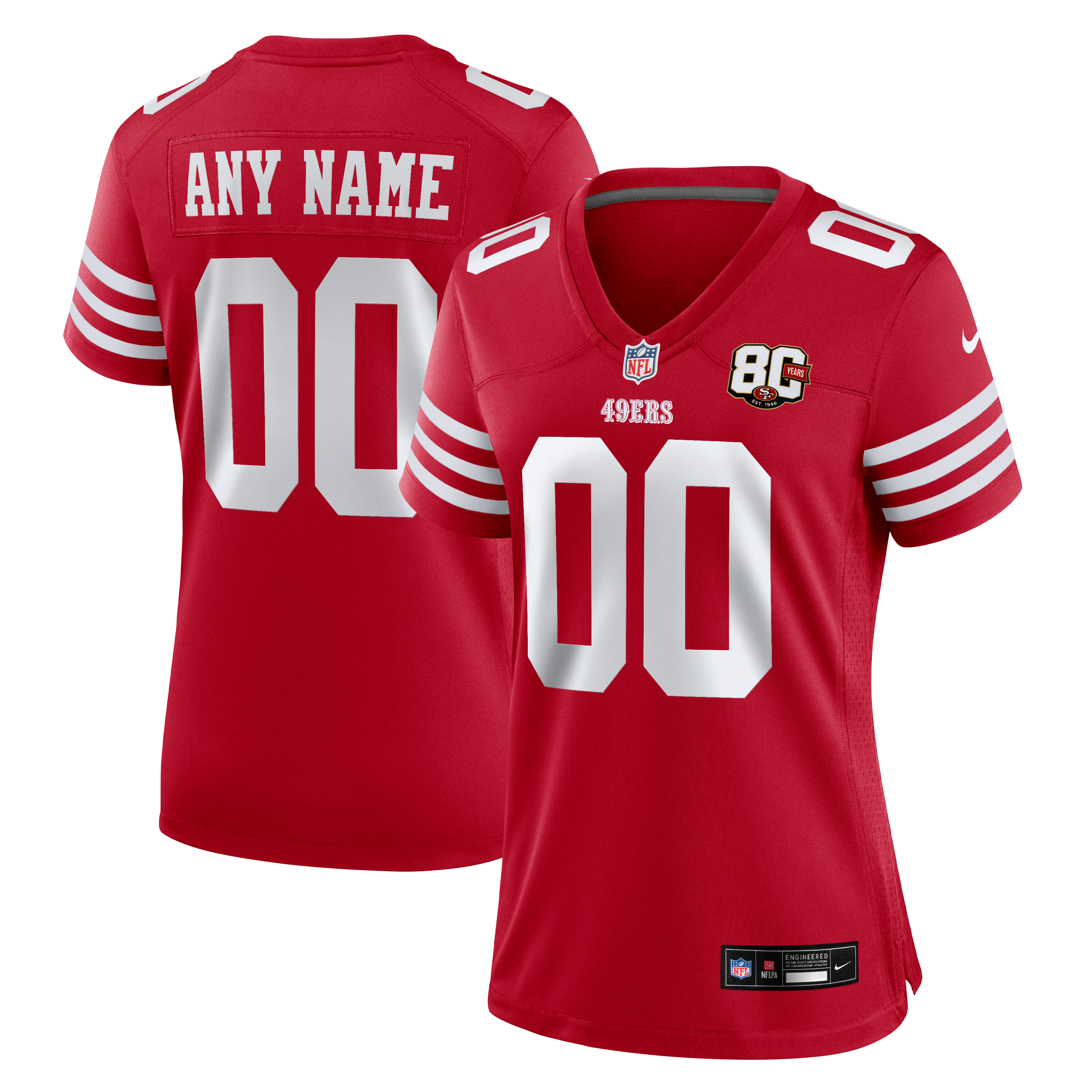 San Francisco 49ers Women's Game Custom Jersey - Scarlet - Scarlet