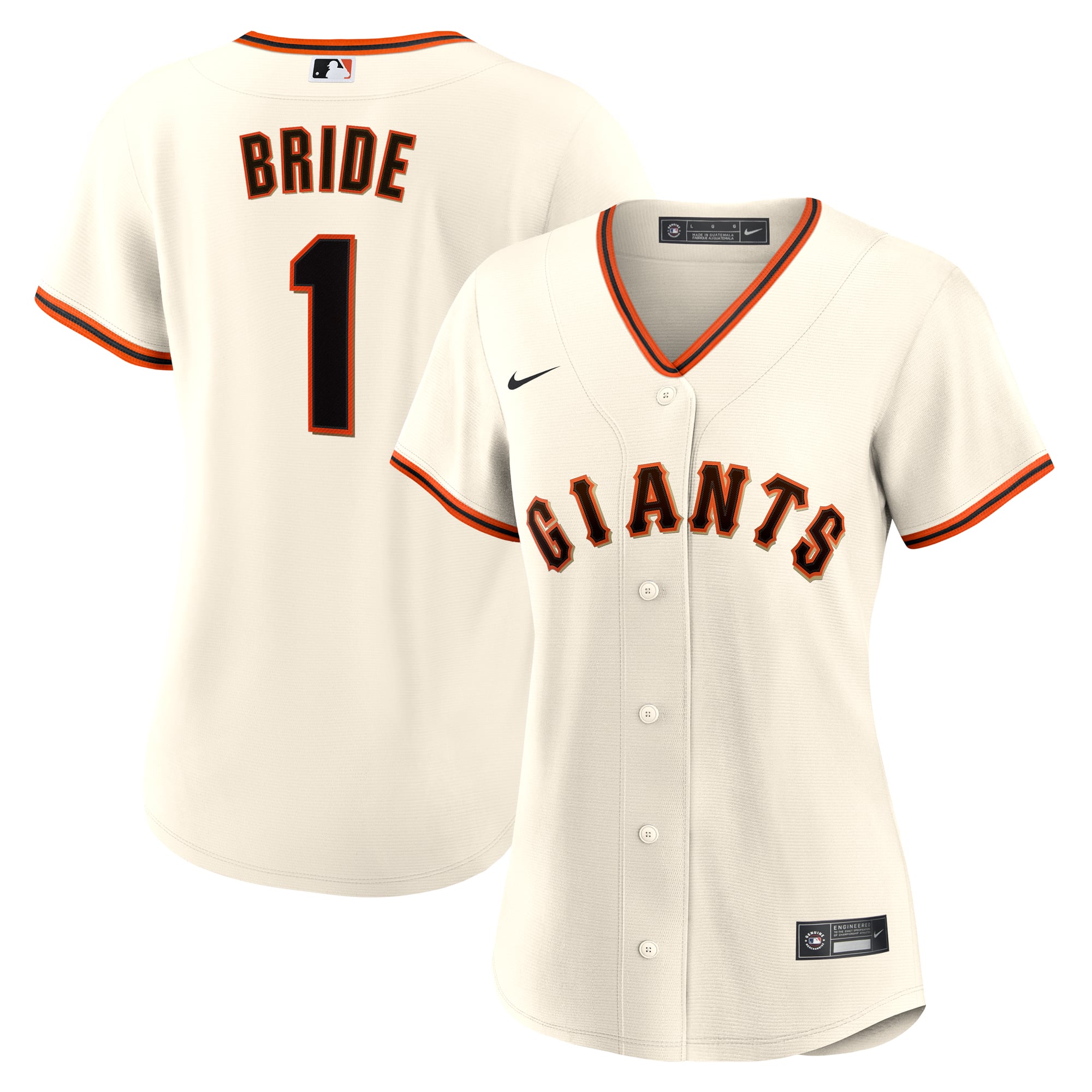 San Francisco Giants Women's #1 Bride Home Jersey - White - Image 2