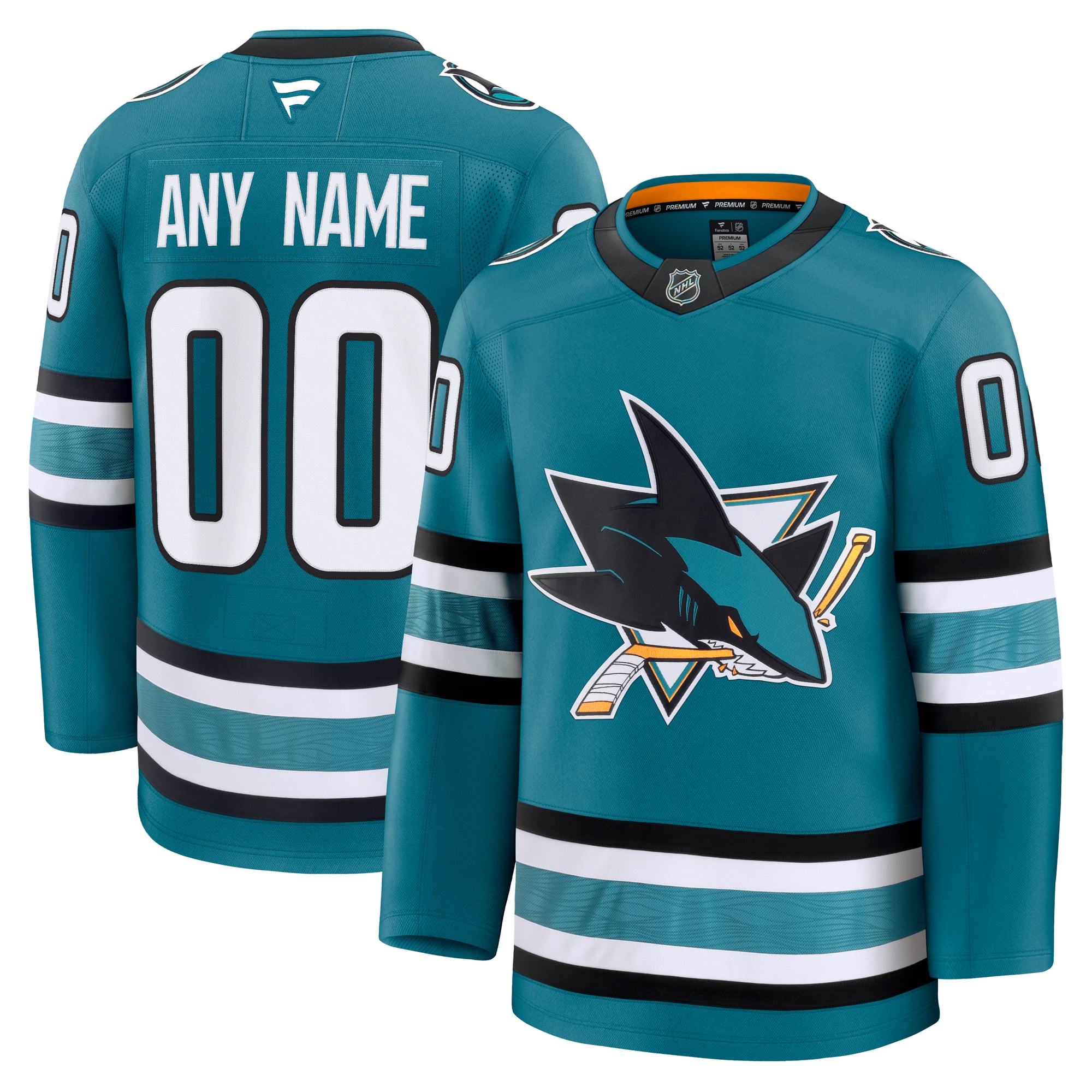 San Jose Sharks Alternate Premium Custom Jersey - Teal - Image 2
