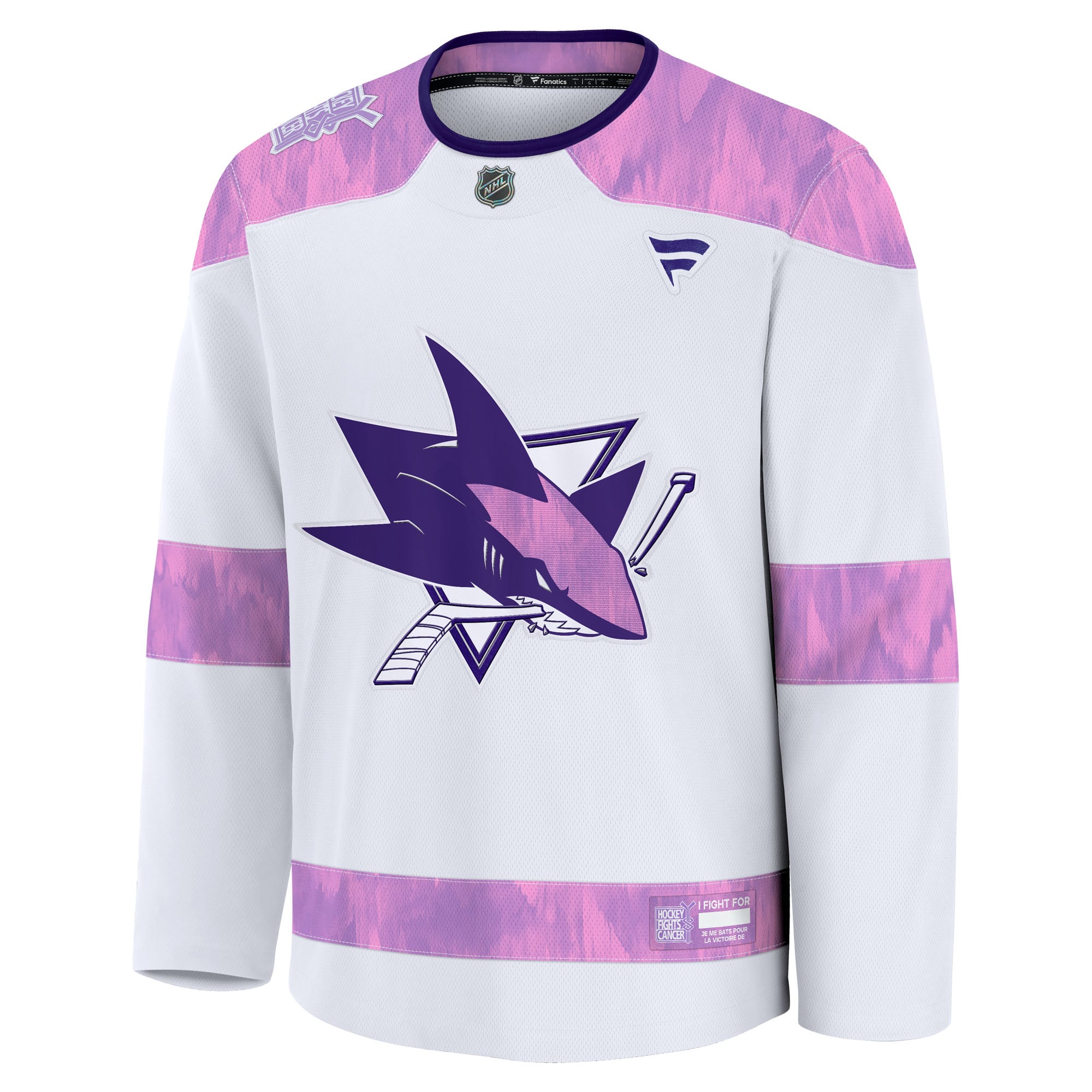 San Jose Sharks Hockey Fights Cancer Survivor Practice Jersey - White - Image 3