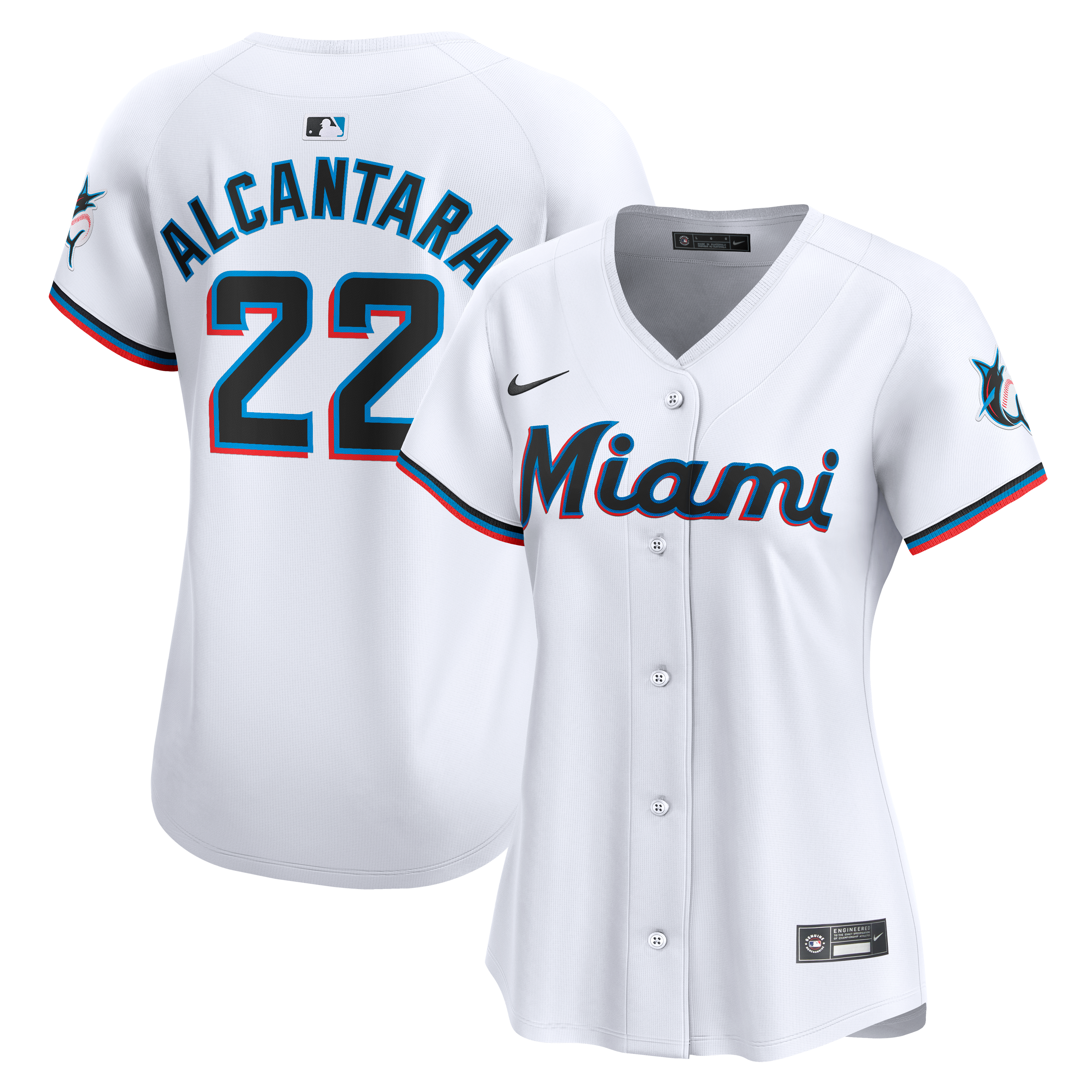 Sandy Alcantara Miami Marlins Women's Home Limited Player Jersey – White