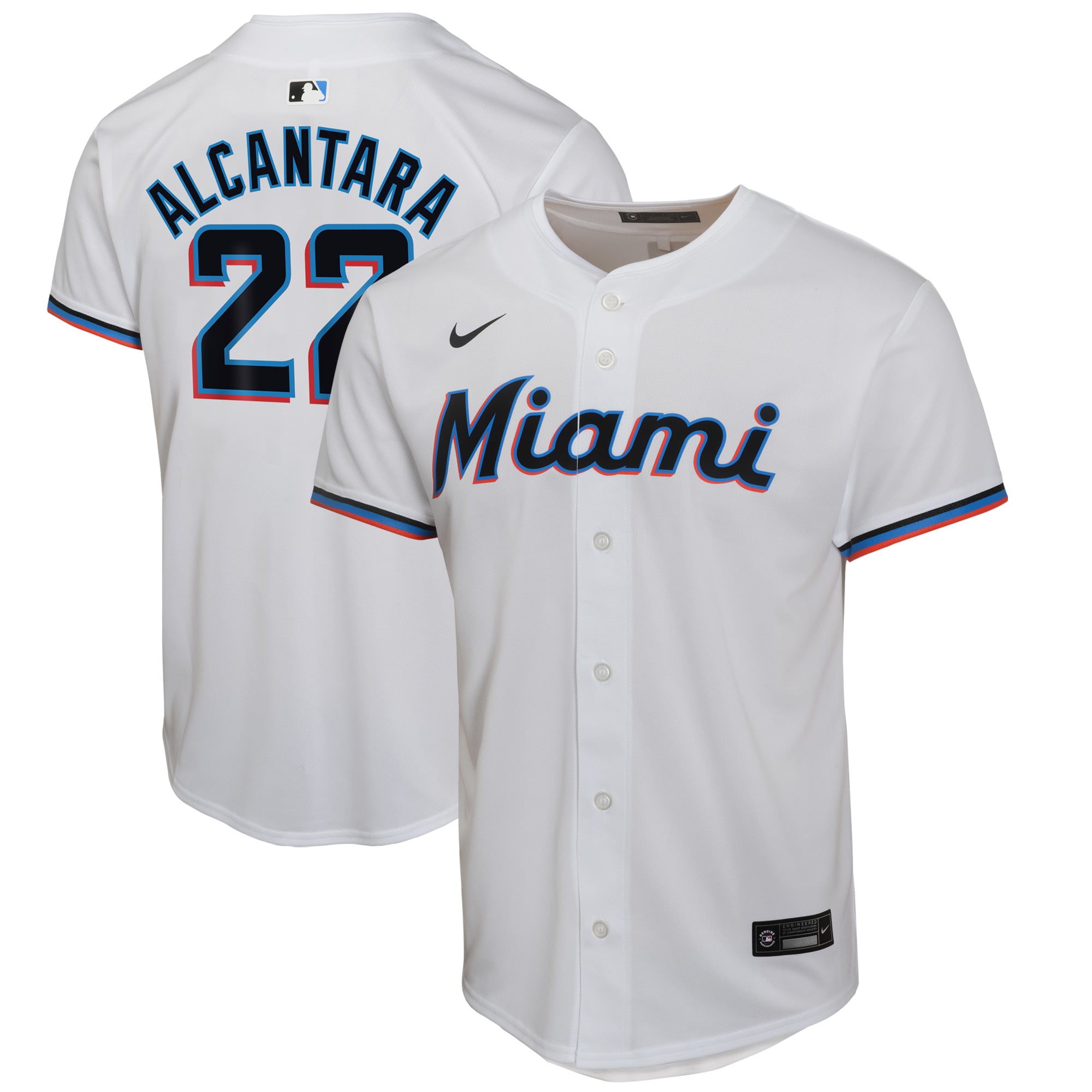 Sandy Alcantara Miami Marlins Youth Home Game Player Jersey - White - Image 2
