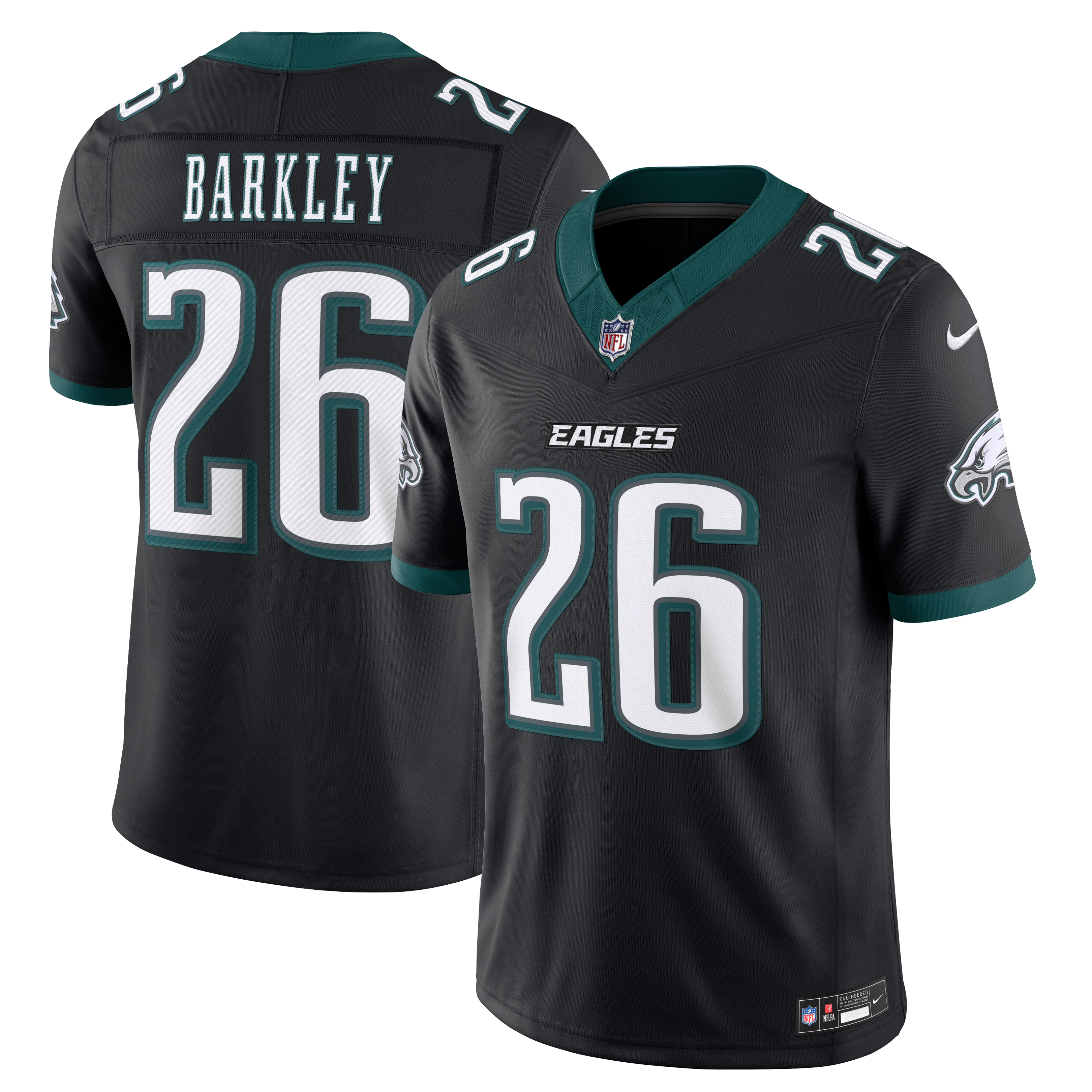 Saquon Barkley Philadelphia Eagles Team Vapor F.U.S.E. Stitched Limited Jersey - Black - Image 2