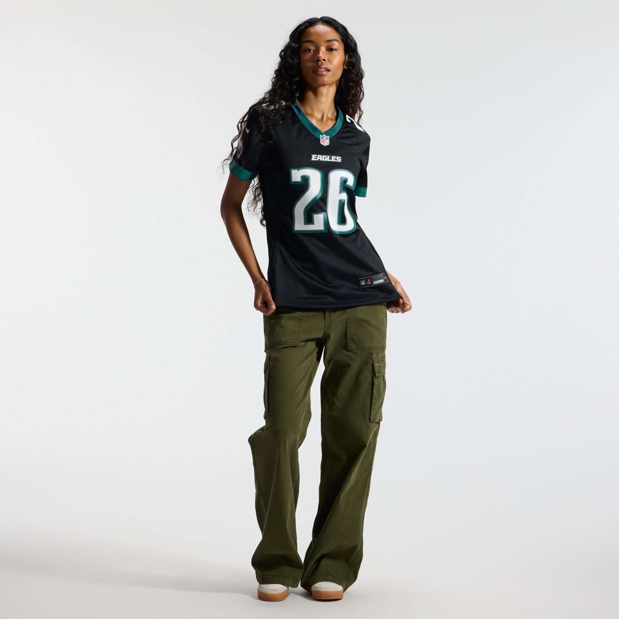 Saquon Barkley Philadelphia Eagles Women's Game Jersey - White - Black - Image 6
