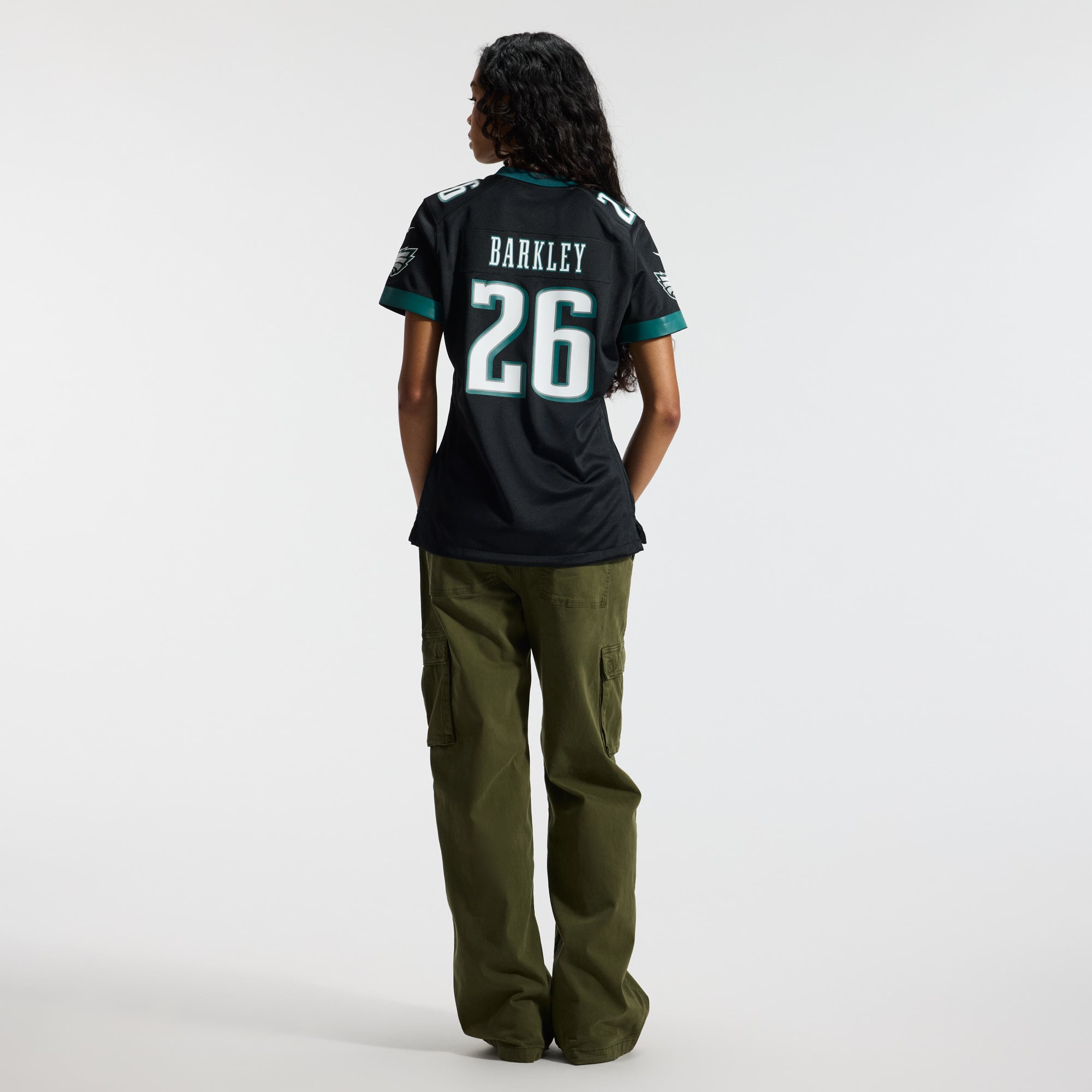 Saquon Barkley Philadelphia Eagles Women's Game Jersey - White - Black - Image 7
