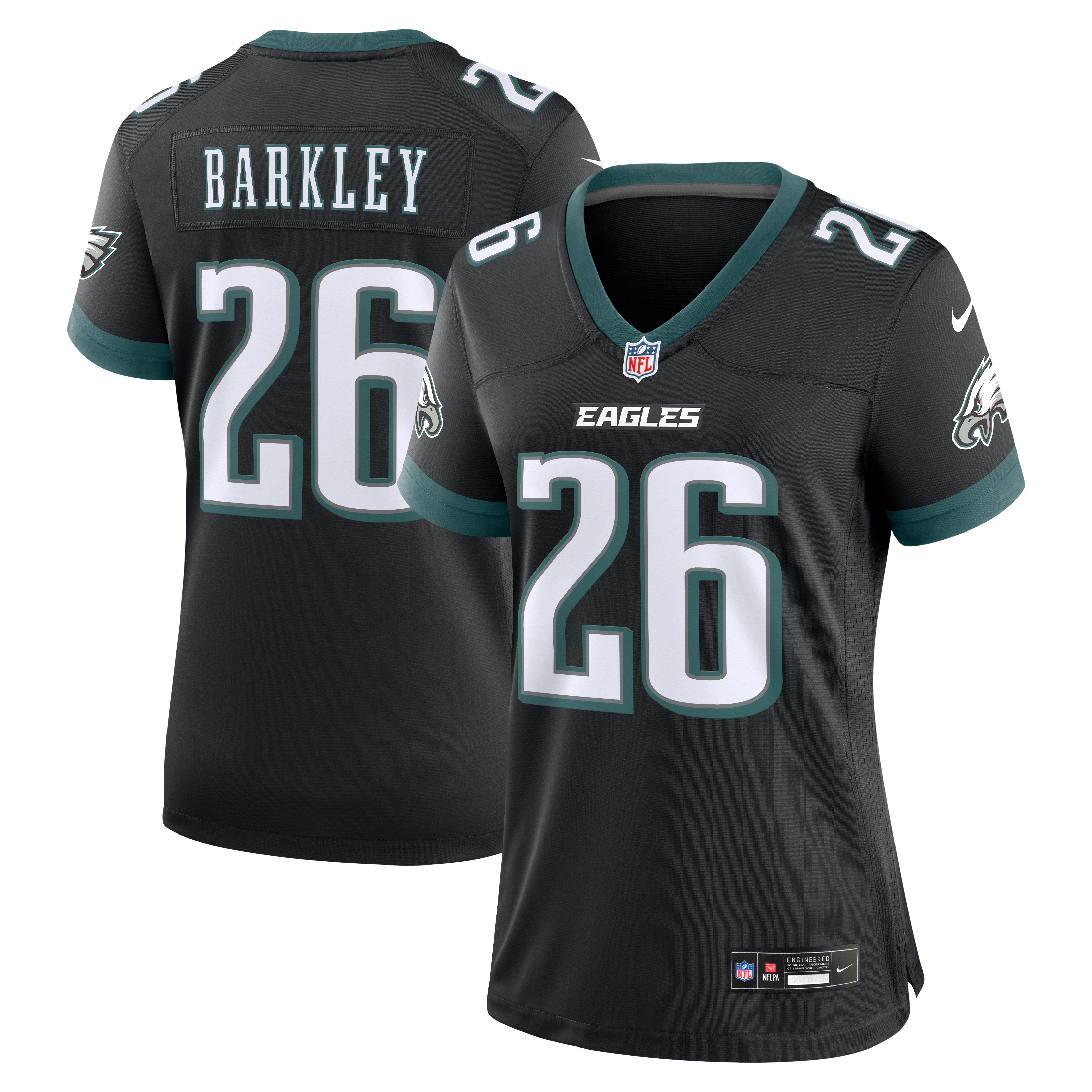 Saquon Barkley Philadelphia Eagles Women's Game Jersey - White - Black - Image 2