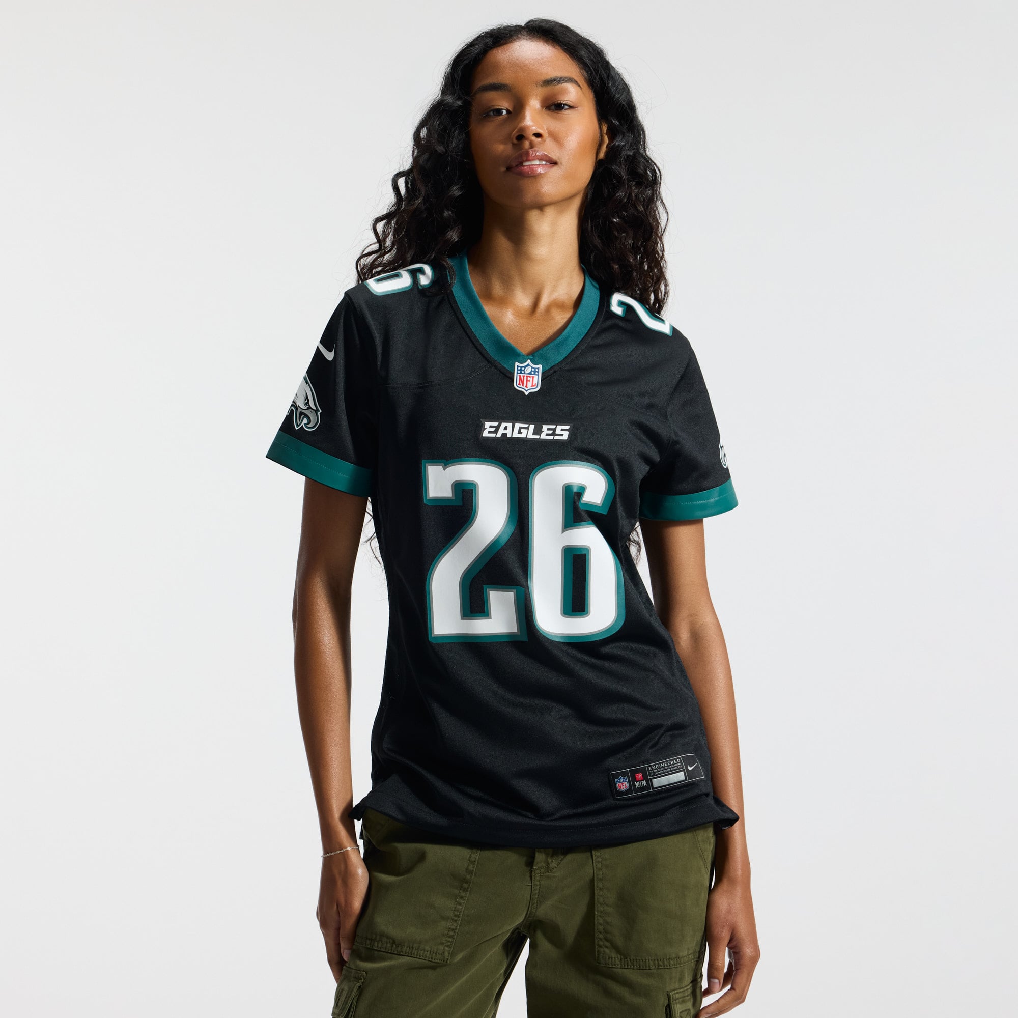 Saquon Barkley Philadelphia Eagles Women's Game Jersey - White - Black - Image 4