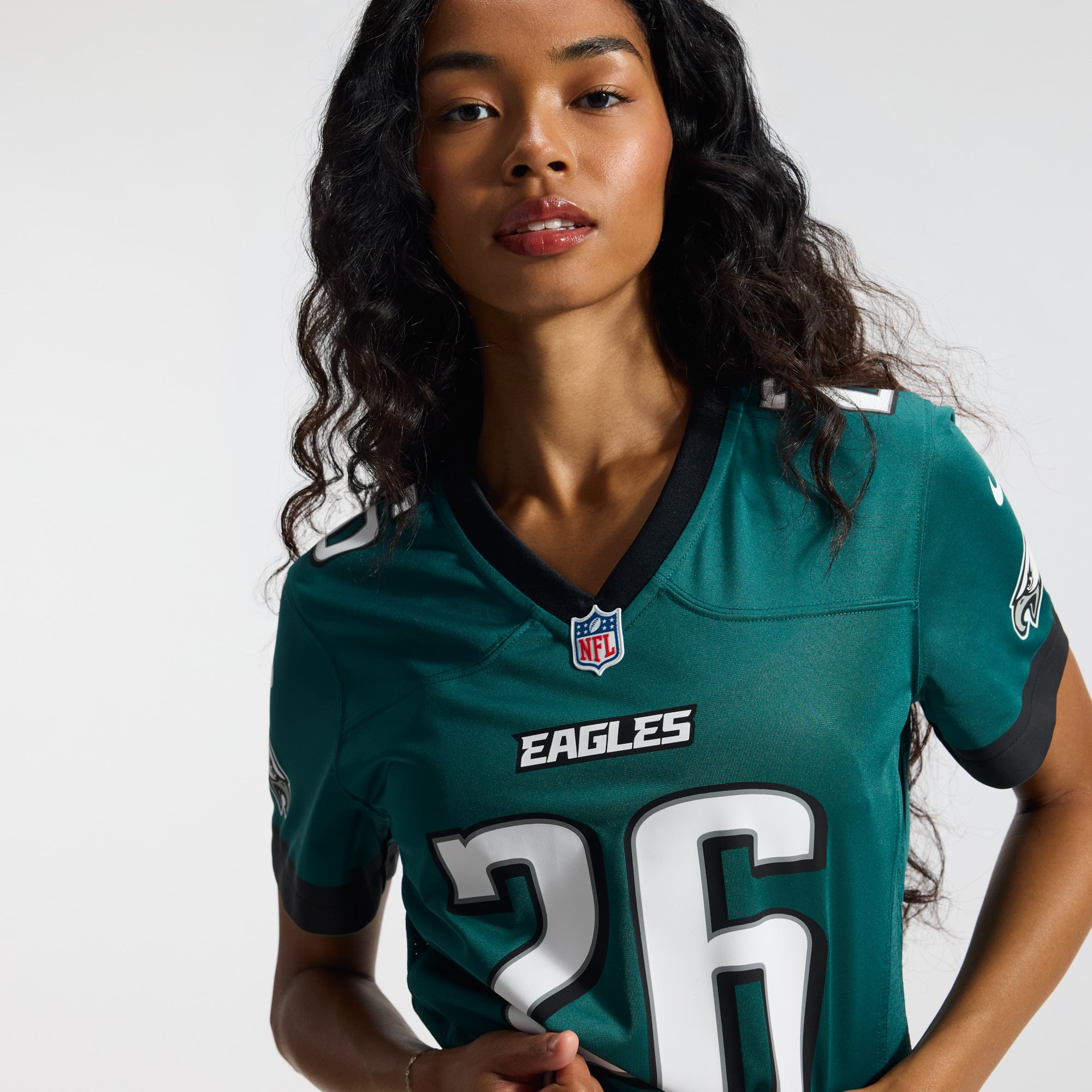 Saquon Barkley Philadelphia Eagles Women's Game Jersey - White - Midnight Green - Image 11