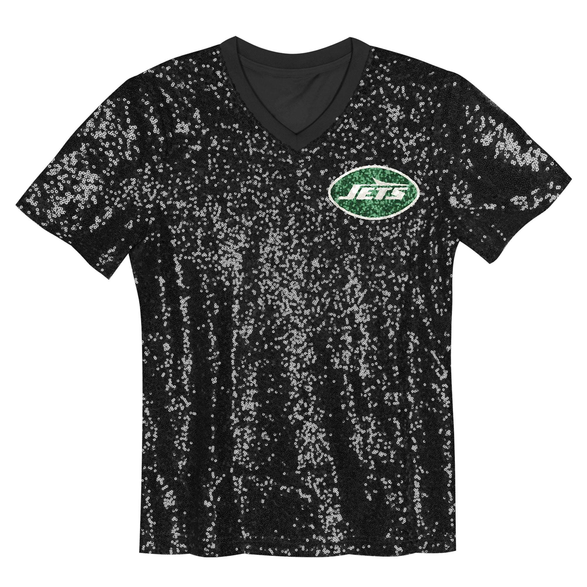 Sauce Gardner New York Jets Girls Youth Sequin V-Neck Fashion Jersey - Black - Image 3
