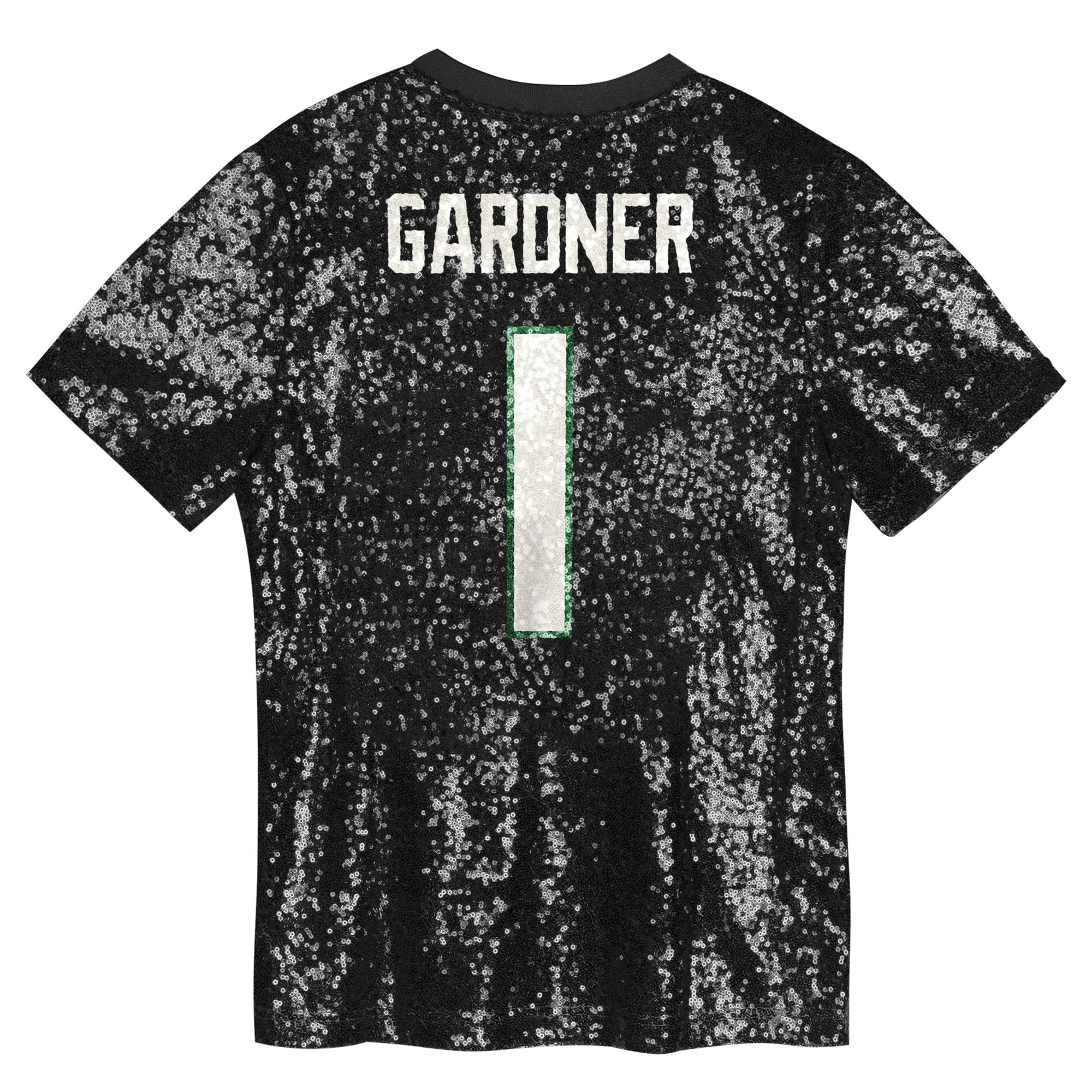 Sauce Gardner New York Jets Girls Youth Sequin V-Neck Fashion Jersey - Black - Image 4