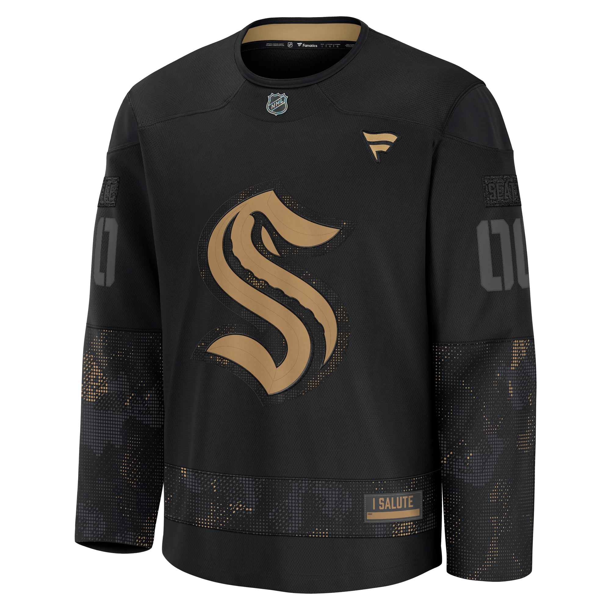 Seattle Kraken 2024 Military Appreciation Custom Practice Jersey - Black - Image 3