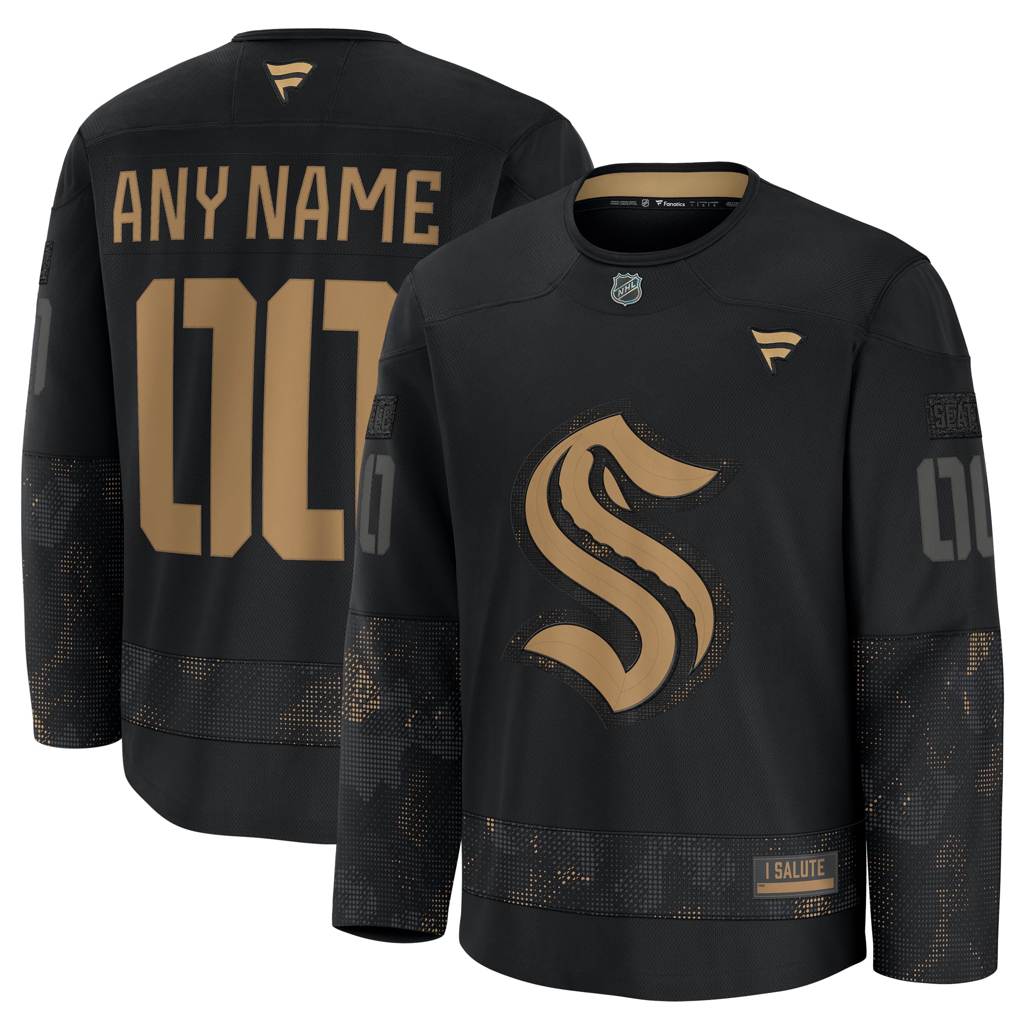 Seattle Kraken 2024 Military Appreciation Custom Practice Jersey - Black - Image 2