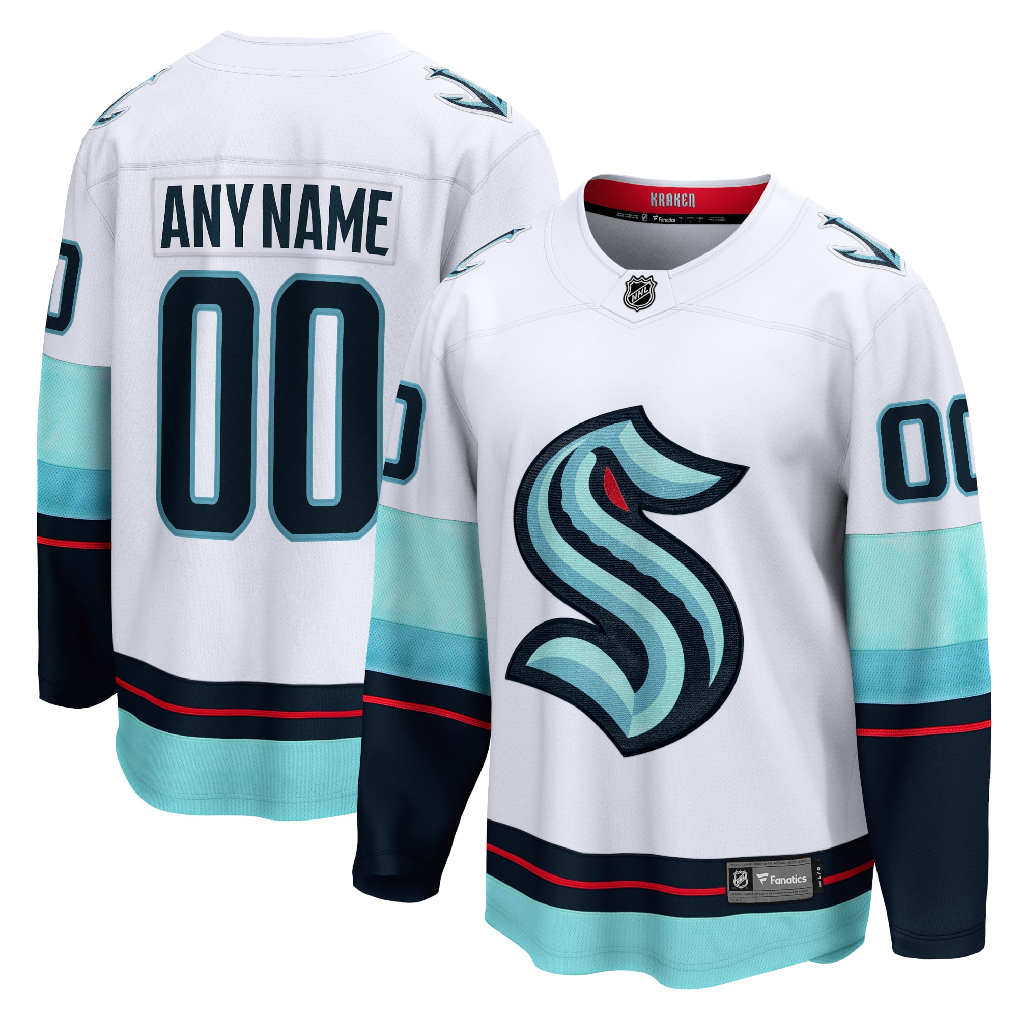 Seattle Kraken Away Breakaway Custom Jersey - White - Image 2