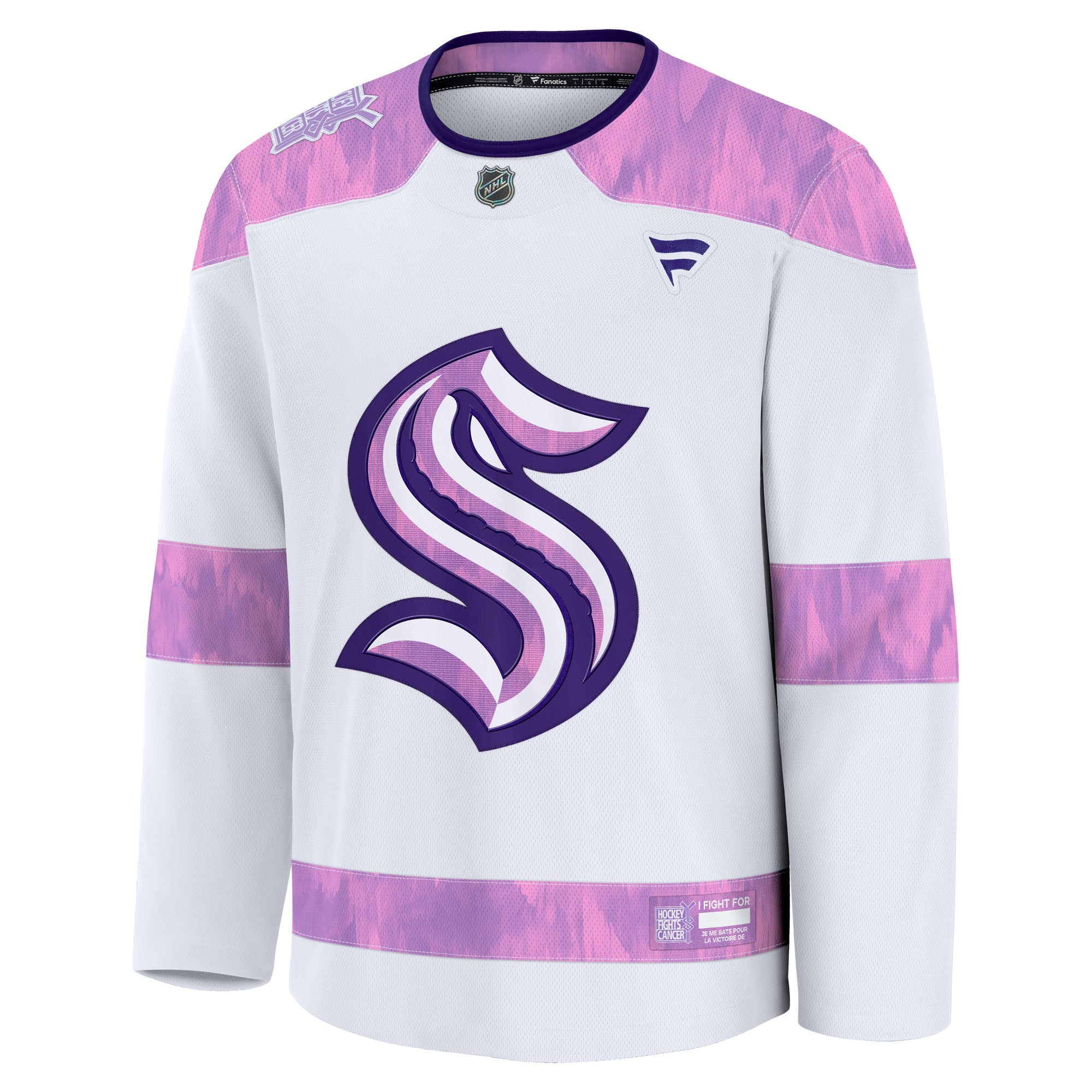 Seattle Kraken Hockey Fights Cancer Survivor Practice Jersey - White - Image 3